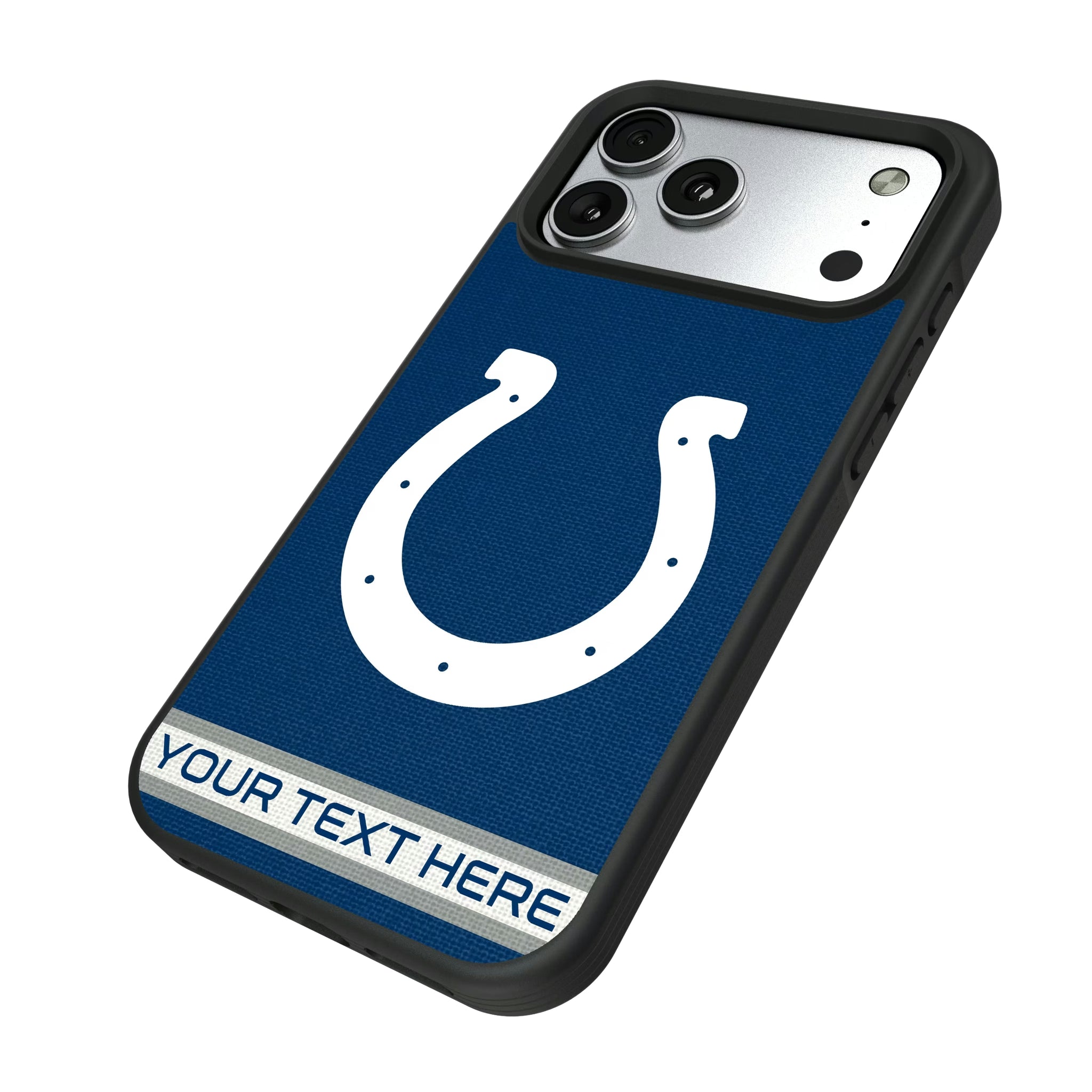 Indianapolis Colts Personalized Stripe iPhone Bump Phone Case for Apple iPhone - Isometric View#Device_iPhone 17 Pro Max