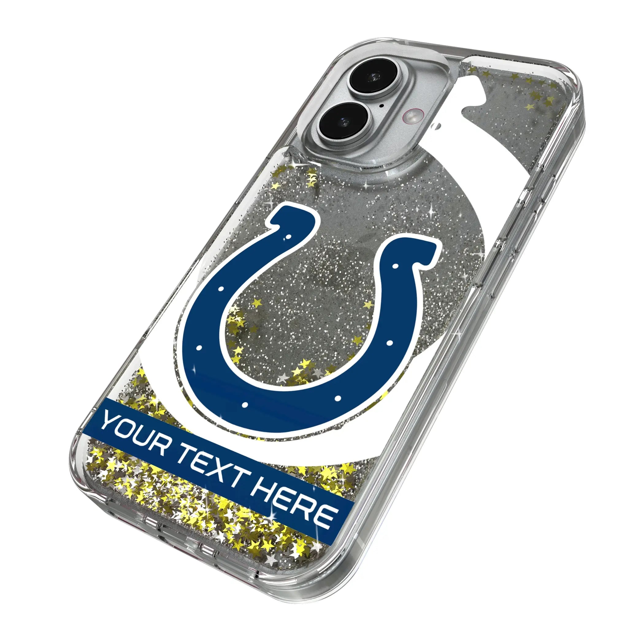 Indianapolis Colts Personalized Tilt iPhone Glitter Phone Case for Apple iPhone - Isometric View