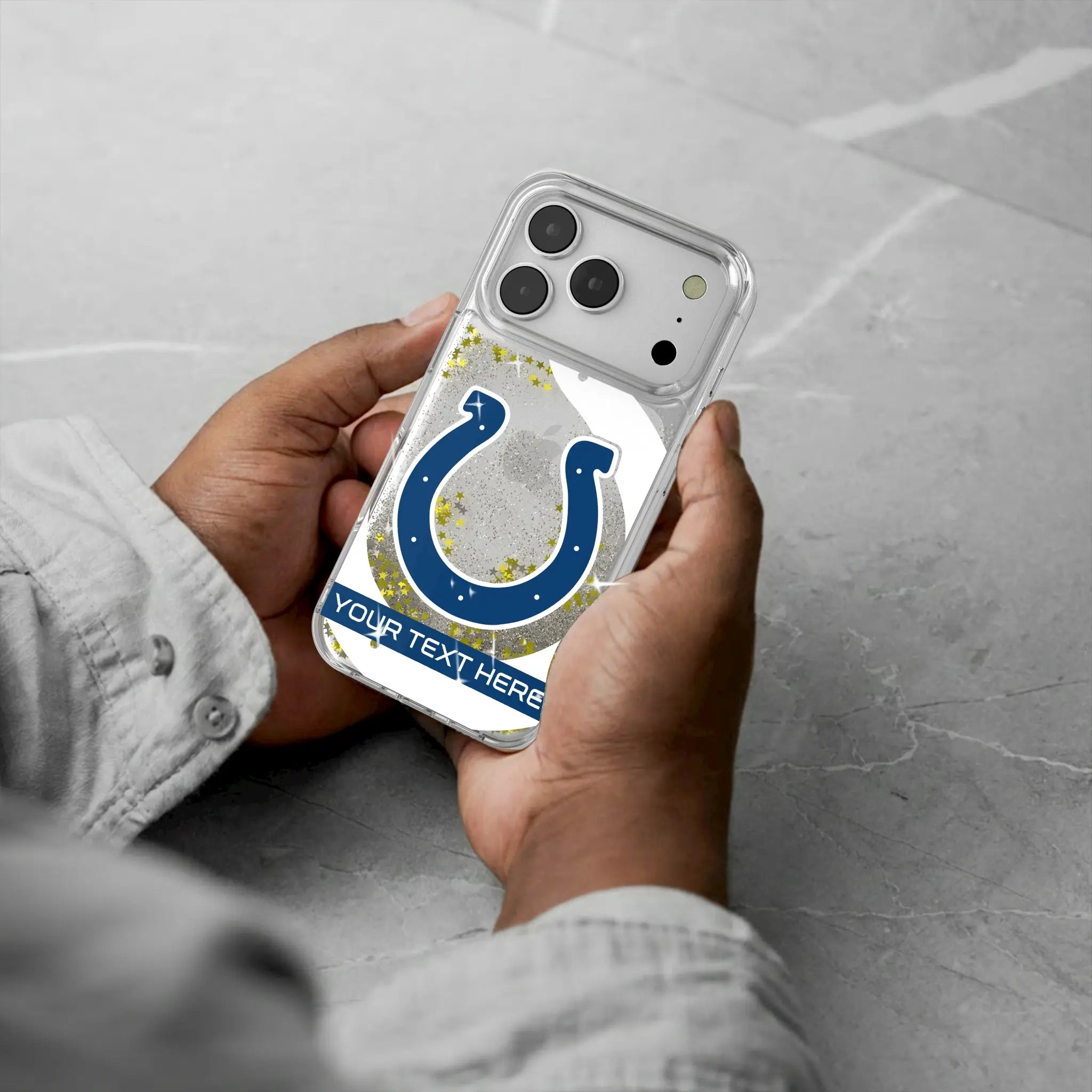 Indianapolis Colts Personalized Tilt iPhone Glitter Phone Case for Apple iPhone - Lifestyle#Device_iPhone 17 Pro