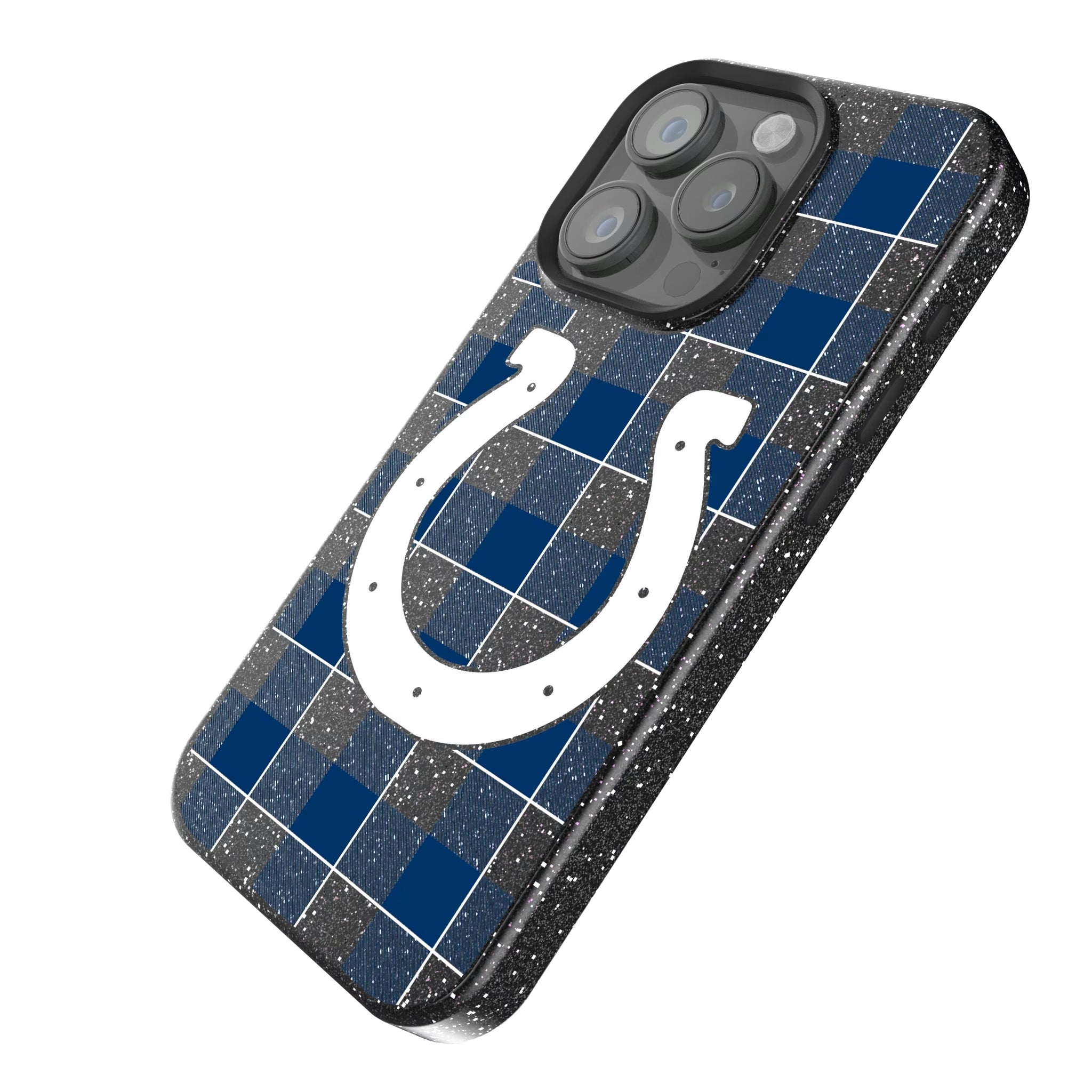Indianapolis Colts Plaid iPhone Bling Phone Case for Apple iPhone - Isometric View