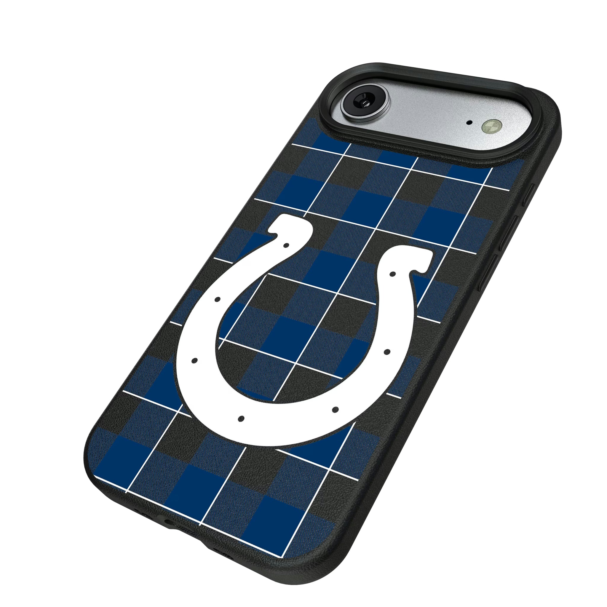 Indianapolis Colts Plaid iPhone MagSafe Compatible Phone Case for Apple iPhone - Isometric View#Device_iPhone Air
