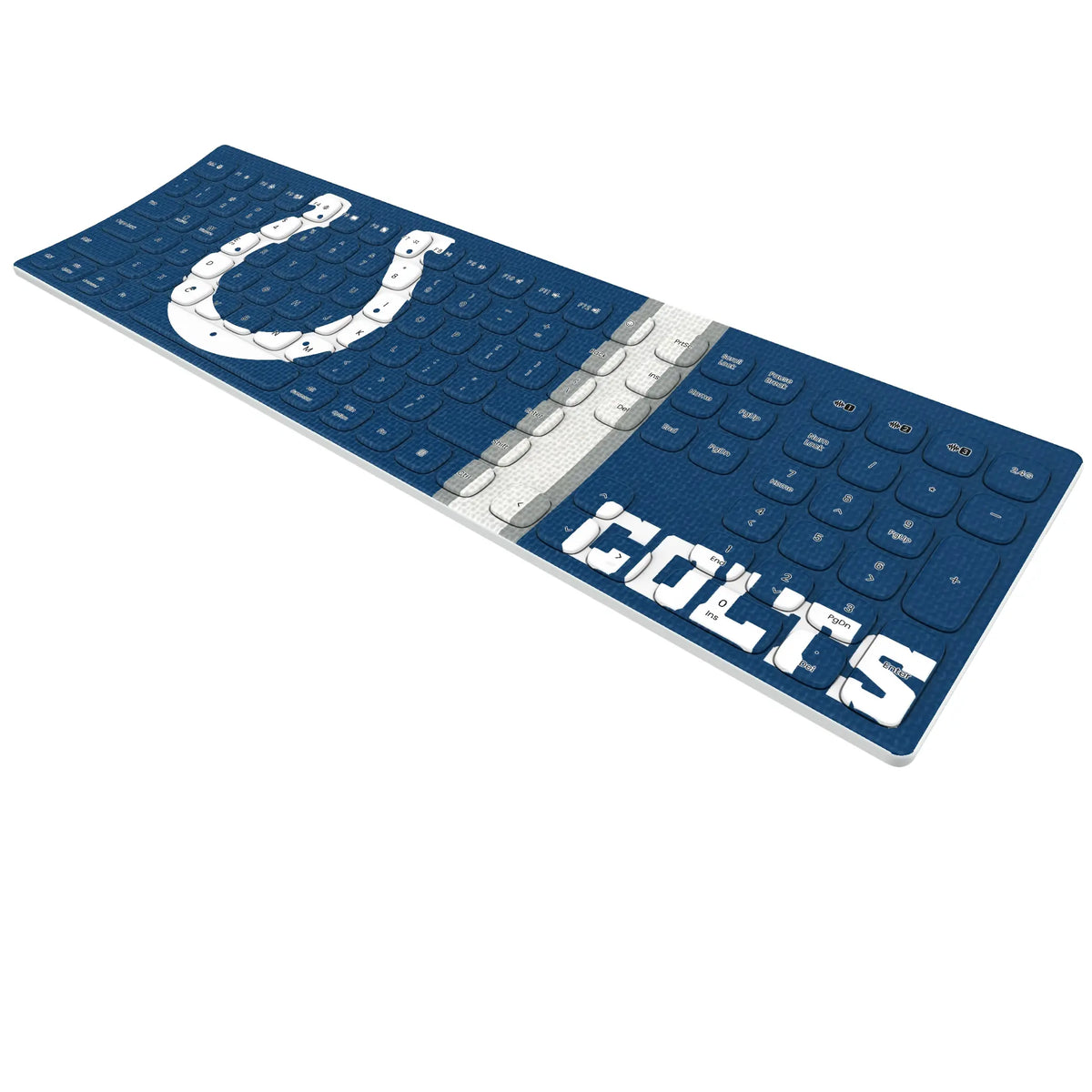 Indianapolis Colts Stripe KKB605 Curved Wireless Keyboard - Isometric View
