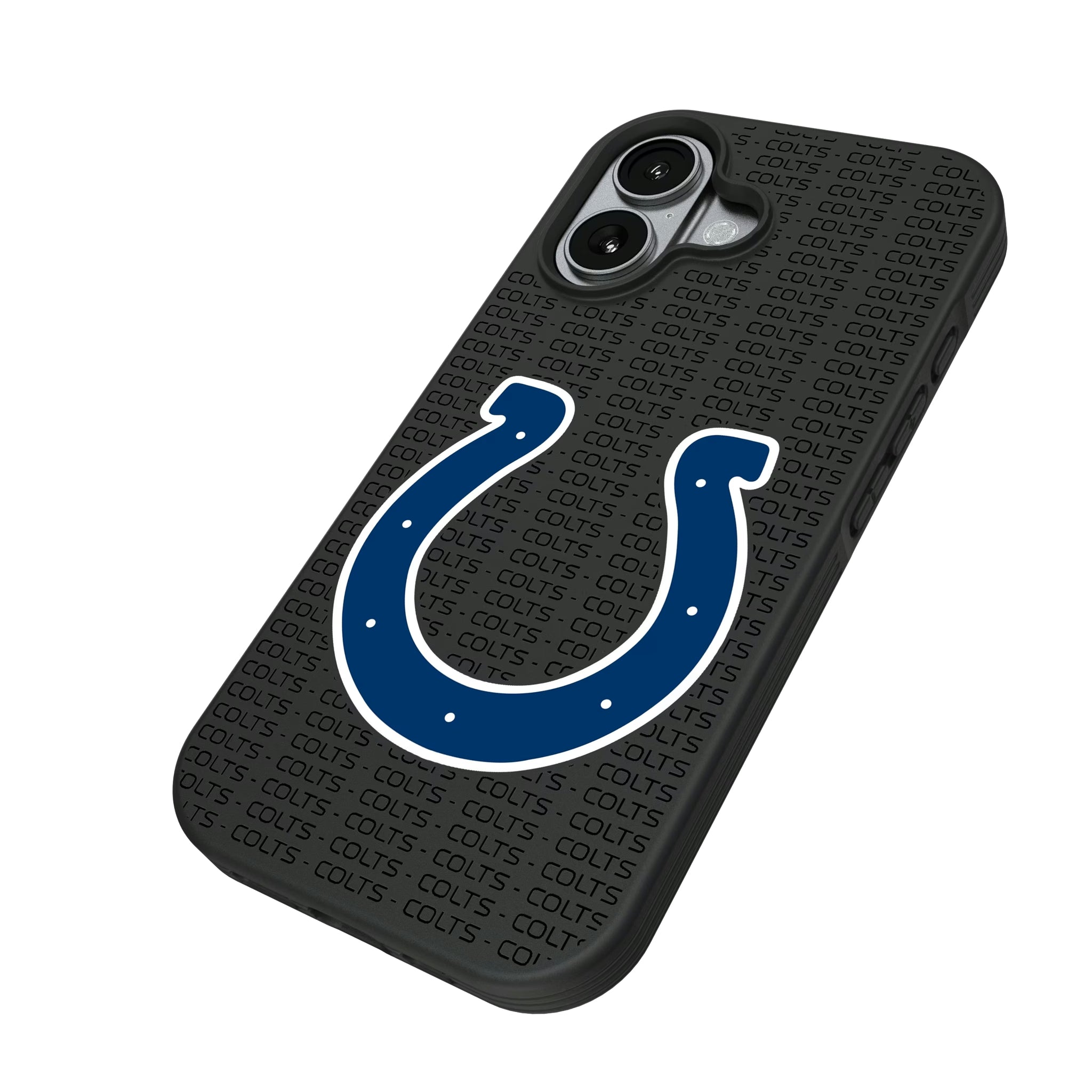 Indianapolis Colts Text Backdrop iPhone Bump Phone Case for Apple iPhone - Isometric View#Device_iPhone 17