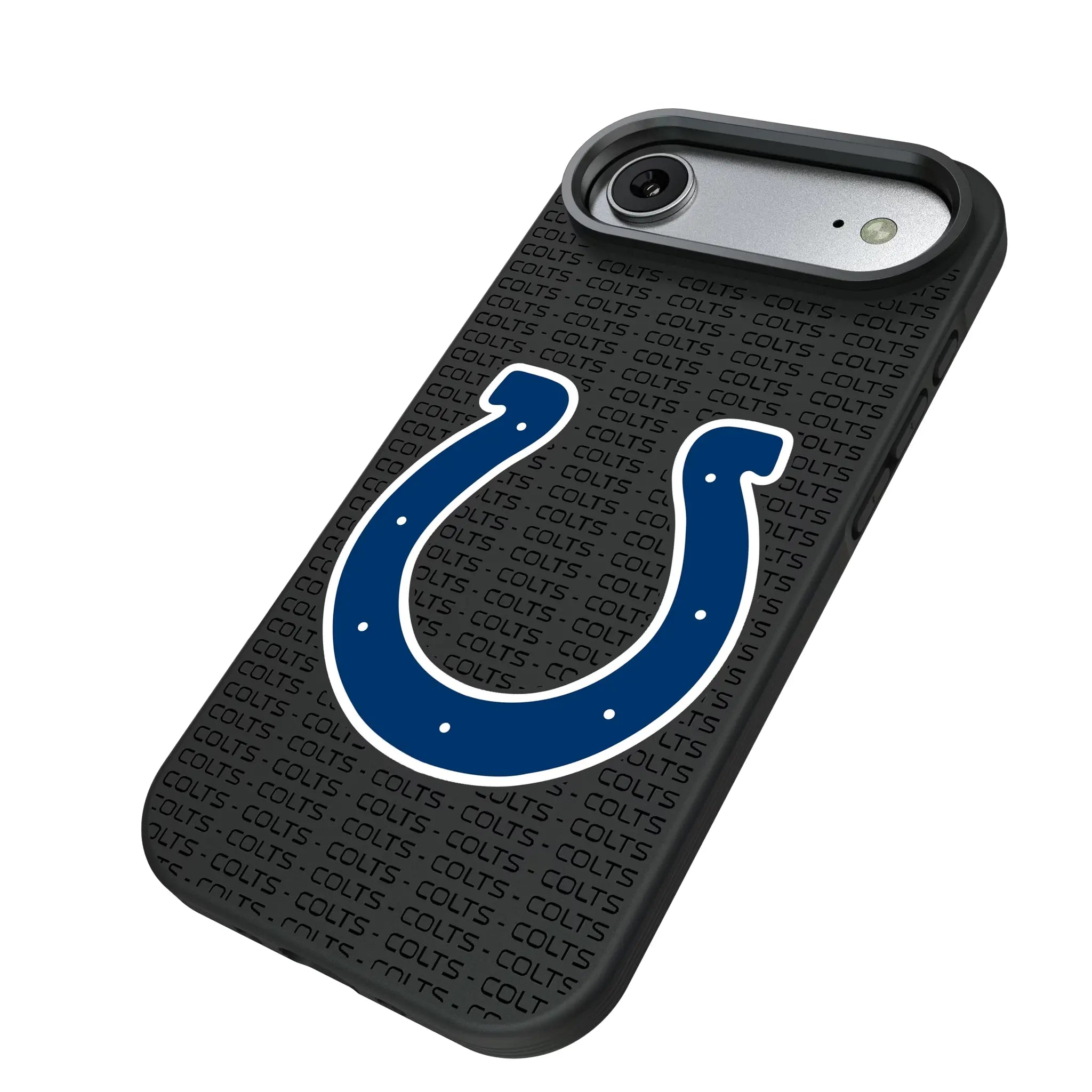 Indianapolis Colts Text Backdrop iPhone Bump Phone Case for Apple iPhone - Isometric View#Device_iPhone Air