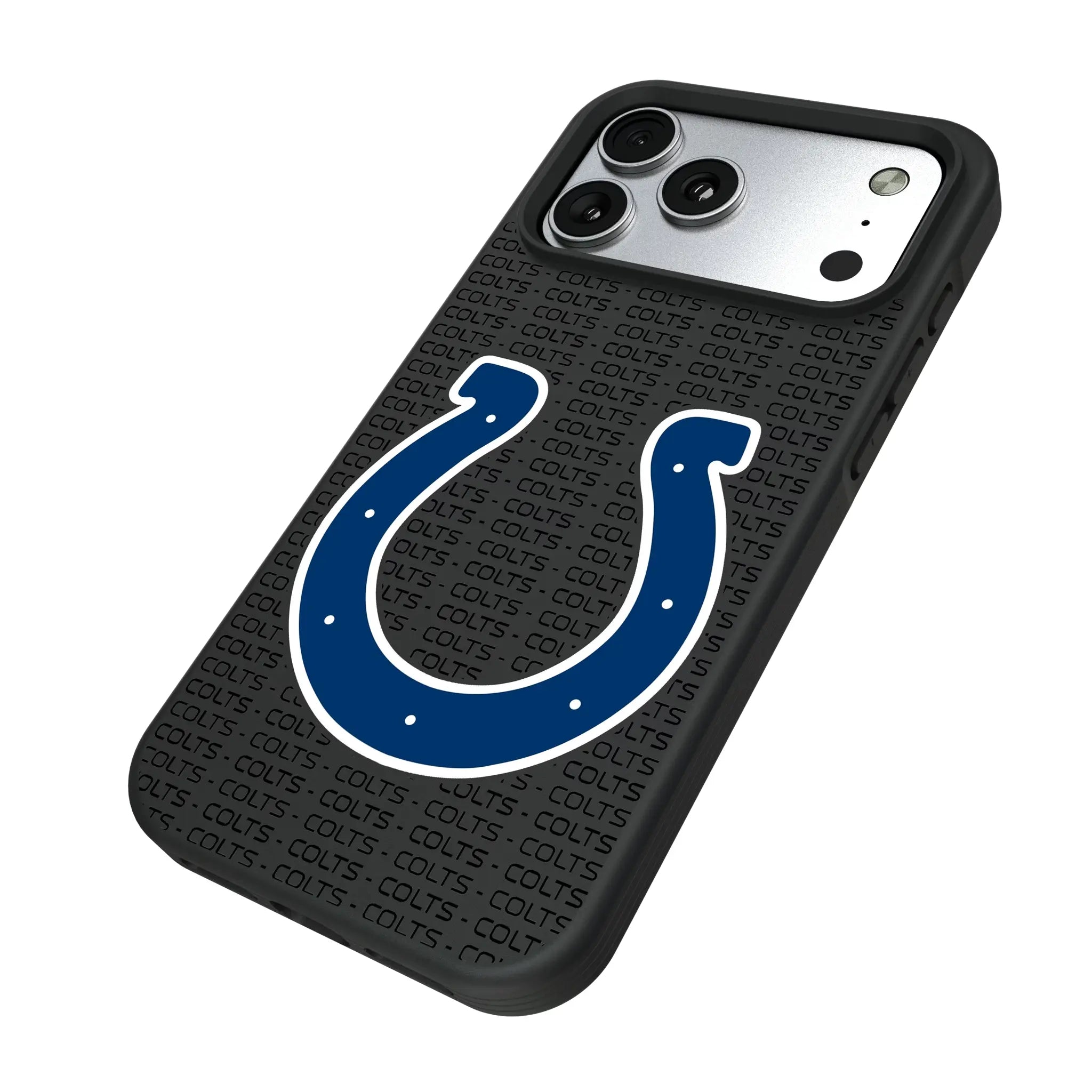 Indianapolis Colts Text Backdrop iPhone Bump Phone Case for Apple iPhone - Isometric View#Device_iPhone 17 Pro Max