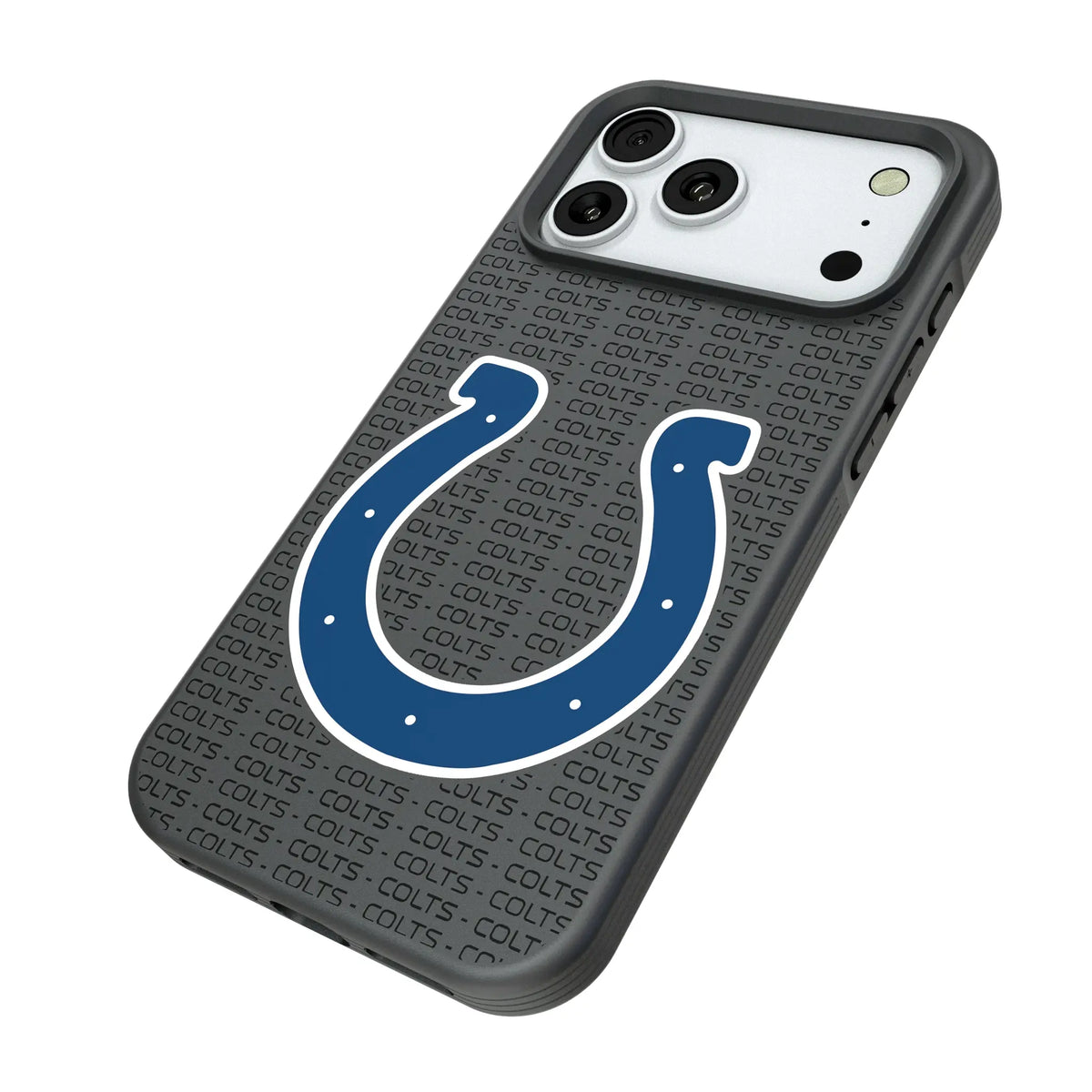 Indianapolis Colts Text Backdrop iPhone Bump Phone Case for Apple iPhone - Isometric View#Device_iPhone 18 Pro Max
