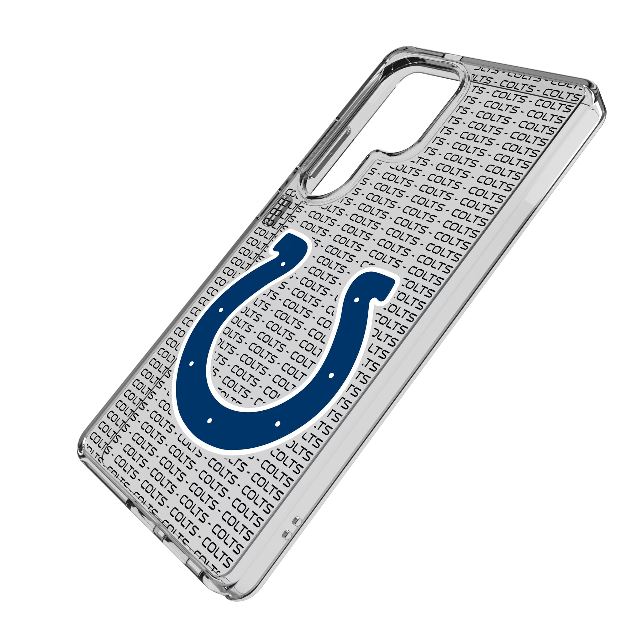 Indianapolis Colts Text Backdrop Galaxy Clear Phone Case for Samsung Galaxy - Isometric View