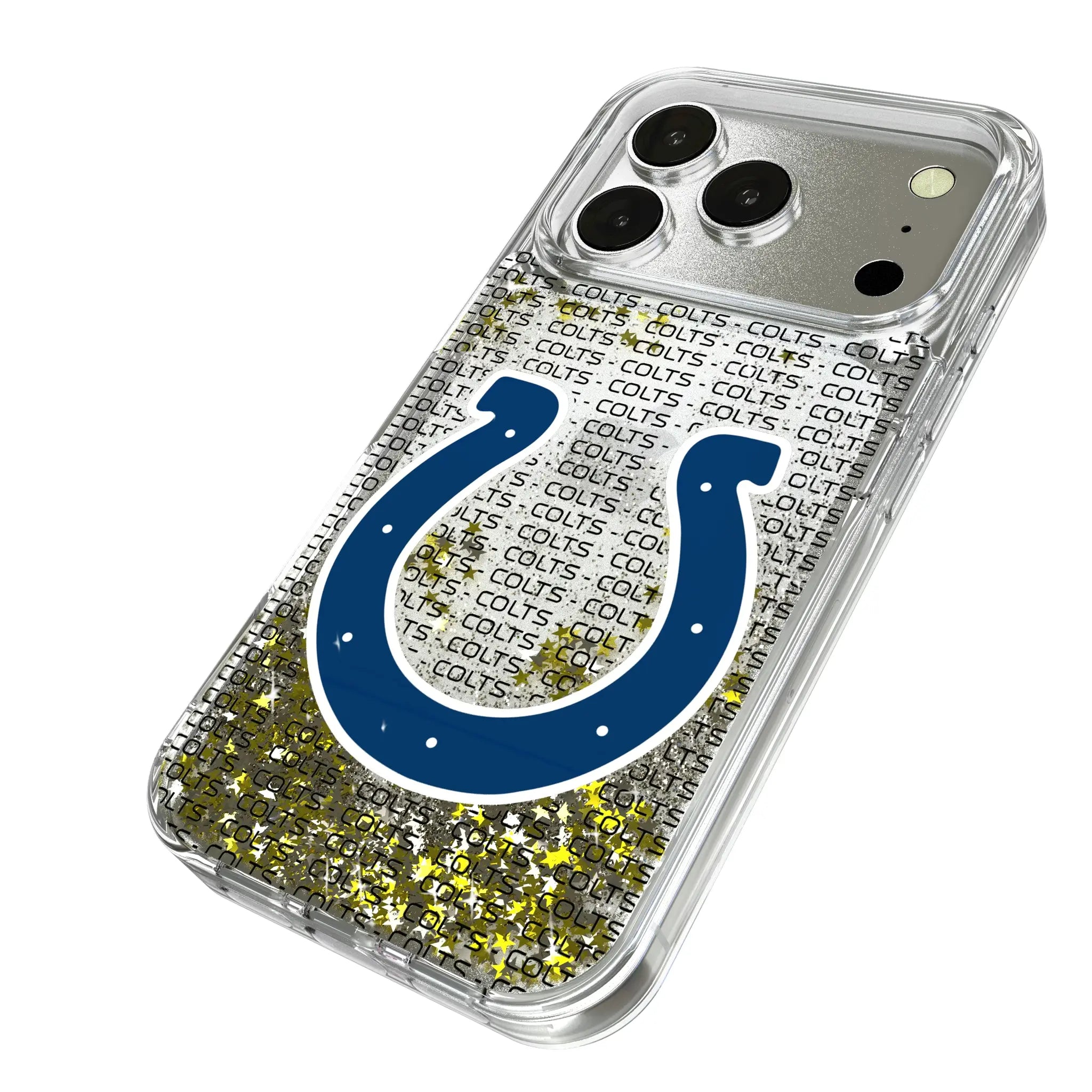 Indianapolis Colts Text Backdrop iPhone Glitter Phone Case for Apple iPhone - Isometric View