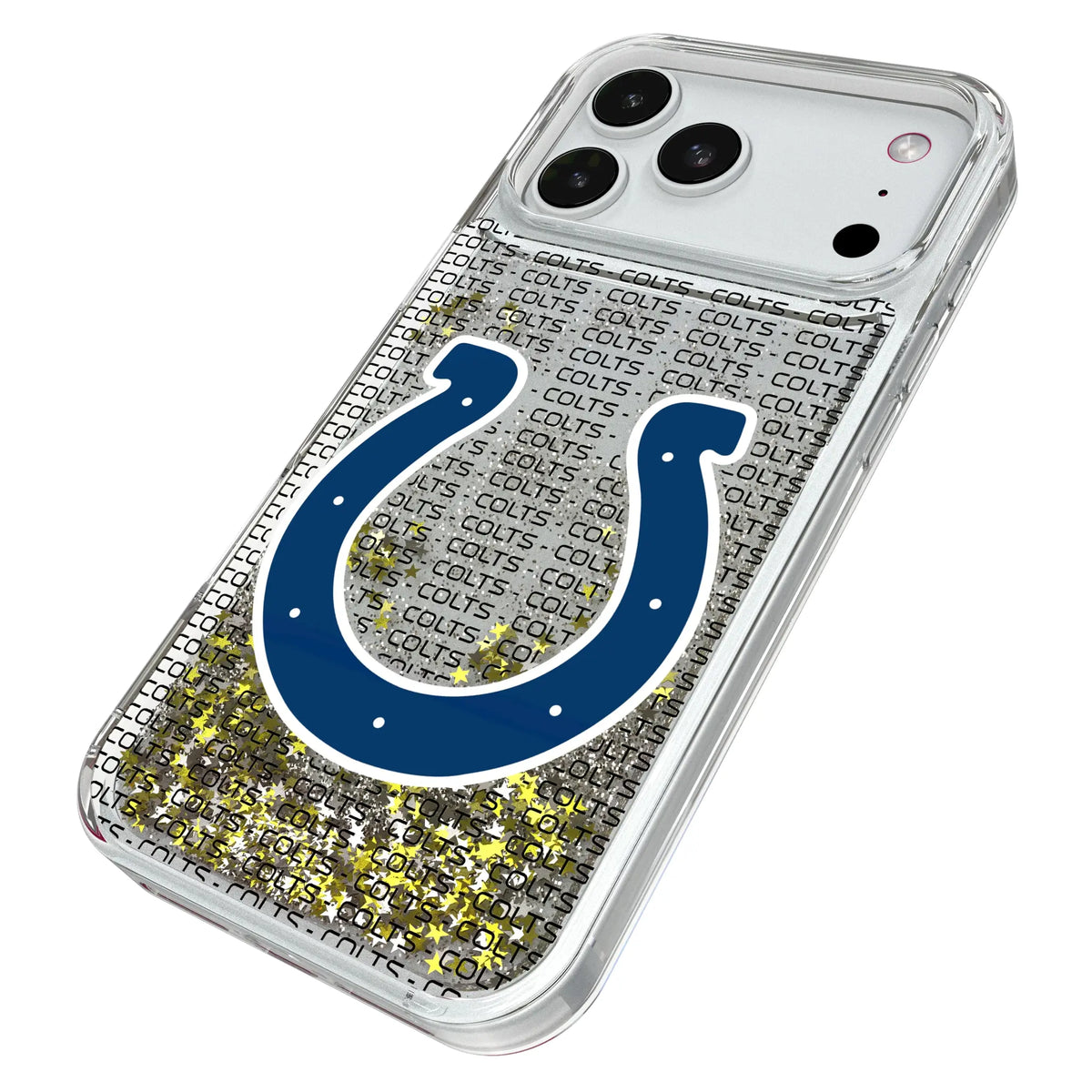 Indianapolis Colts Text Backdrop iPhone Glitter Phone Case for Apple iPhone - Isometric View#Device_iPhone 18 Pro Max
