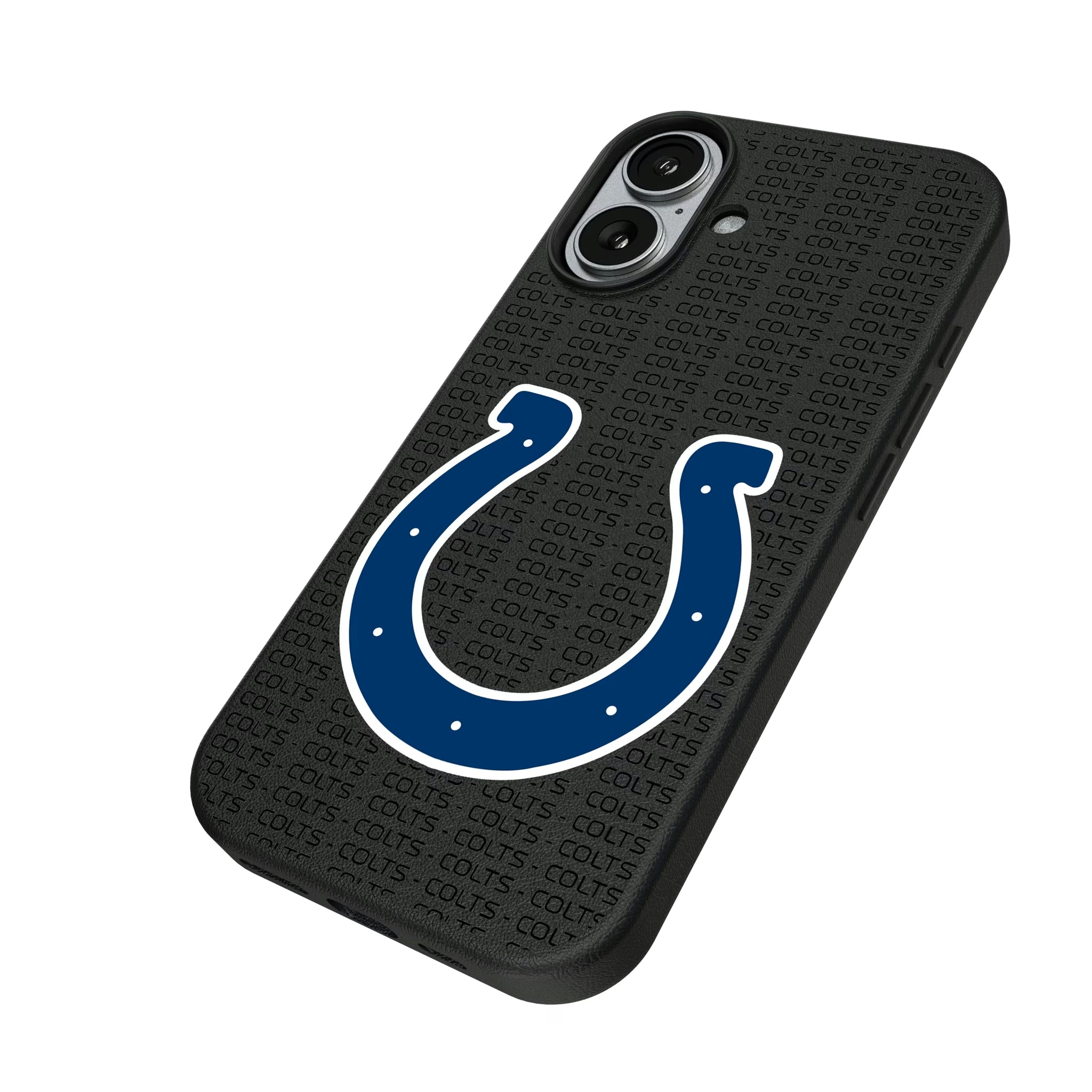 Indianapolis Colts Text Backdrop iPhone MagSafe Compatible Phone Case for Apple iPhone - Isometric View#Device_iPhone 17