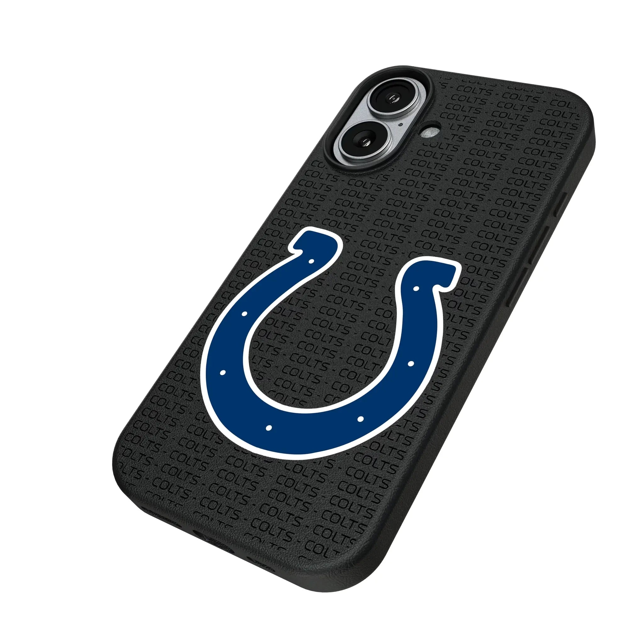 Indianapolis Colts Text Backdrop iPhone MagSafe Compatible Phone Case for Apple iPhone - Isometric View#Device_iPhone 17