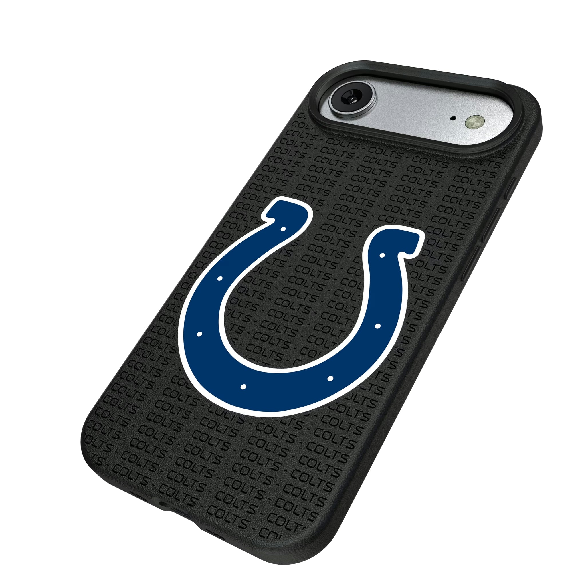 Indianapolis Colts Text Backdrop iPhone MagSafe Compatible Phone Case for Apple iPhone - Isometric View#Device_iPhone Air