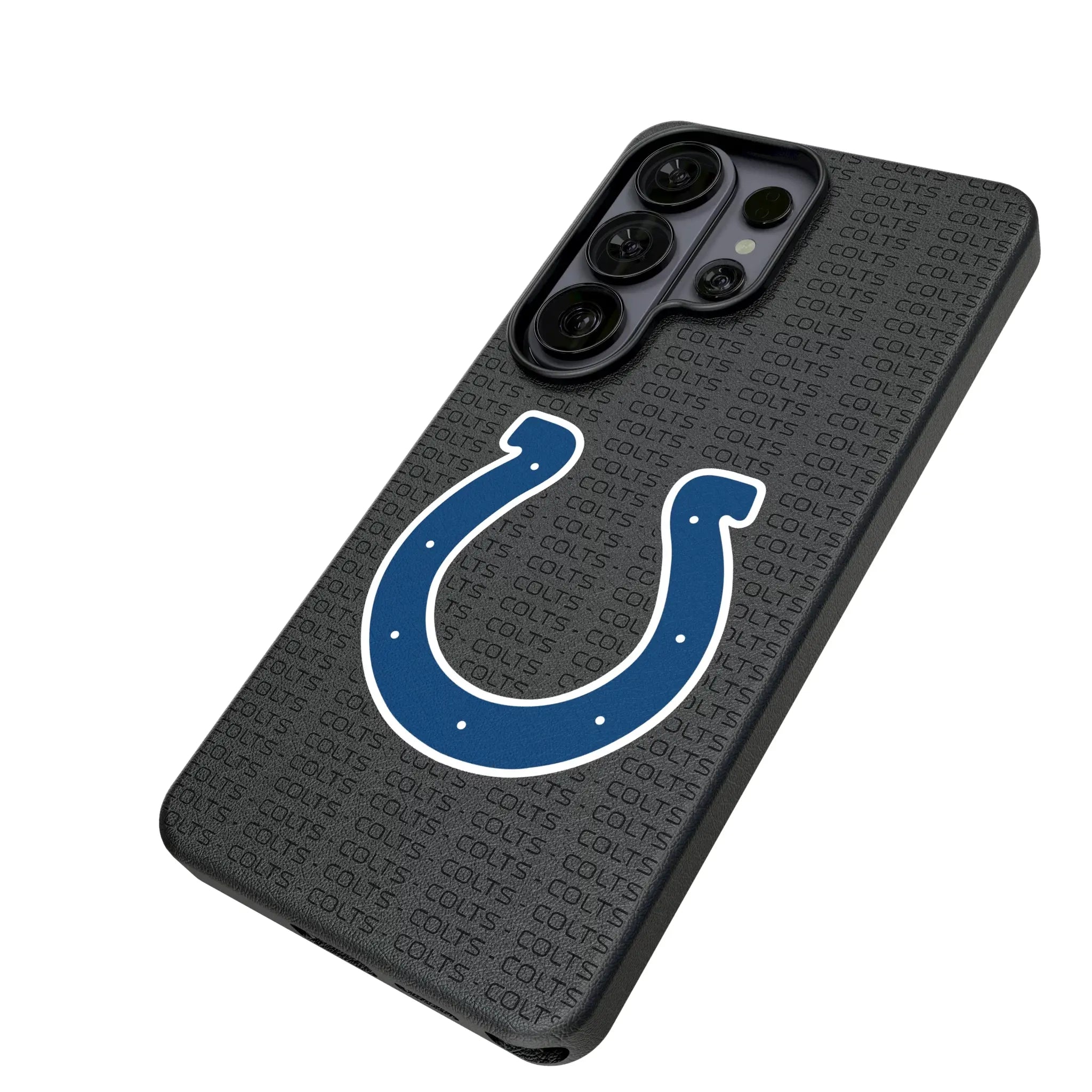 Indianapolis Colts Text Backdrop Galaxy MagSafe Compatible Phone Case for Samsung Galaxy - Isometric View#Device_Galaxy S26 Ultra