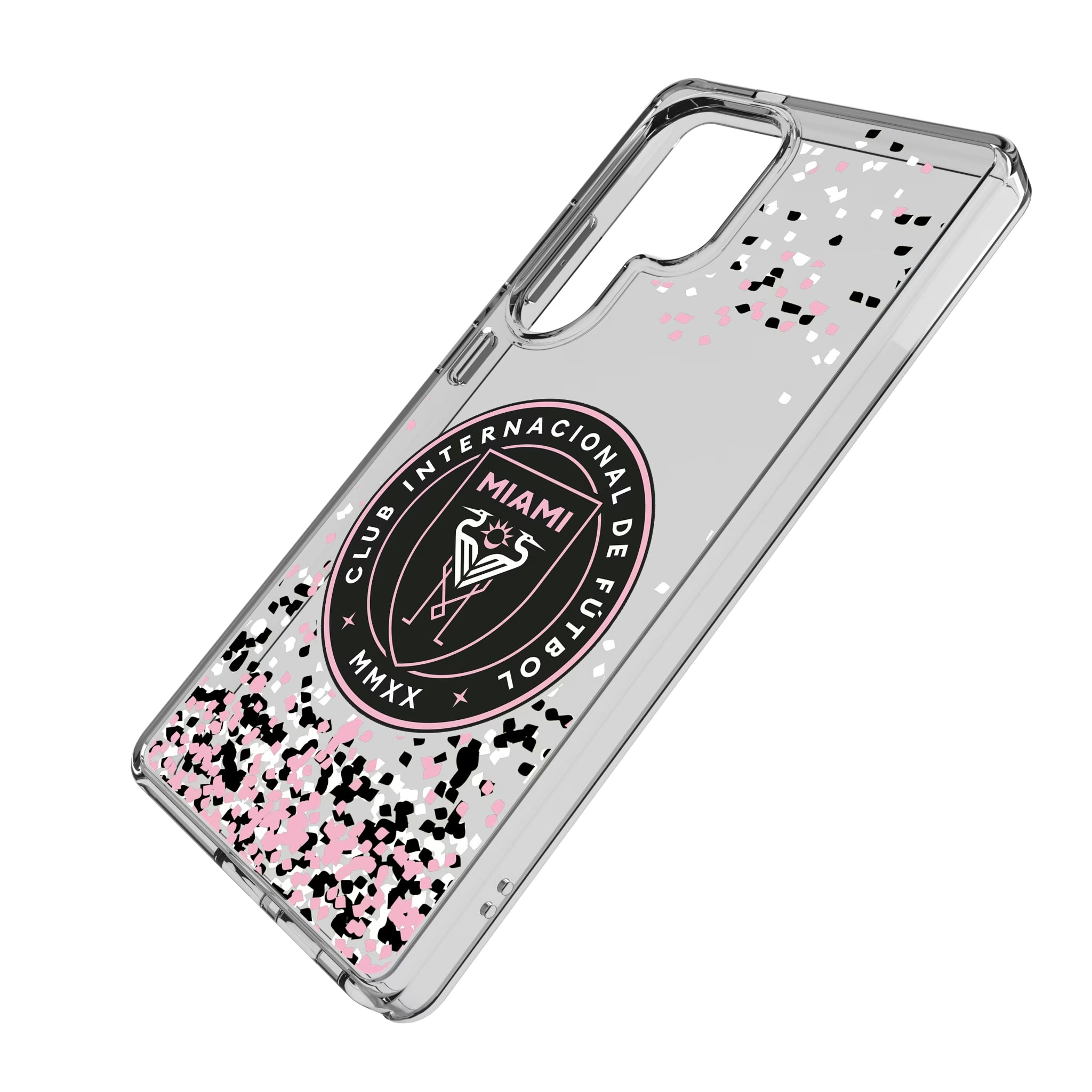 Inter Miami CF Confetti Galaxy Clear Phone Case for Samsung Galaxy - Isometric View