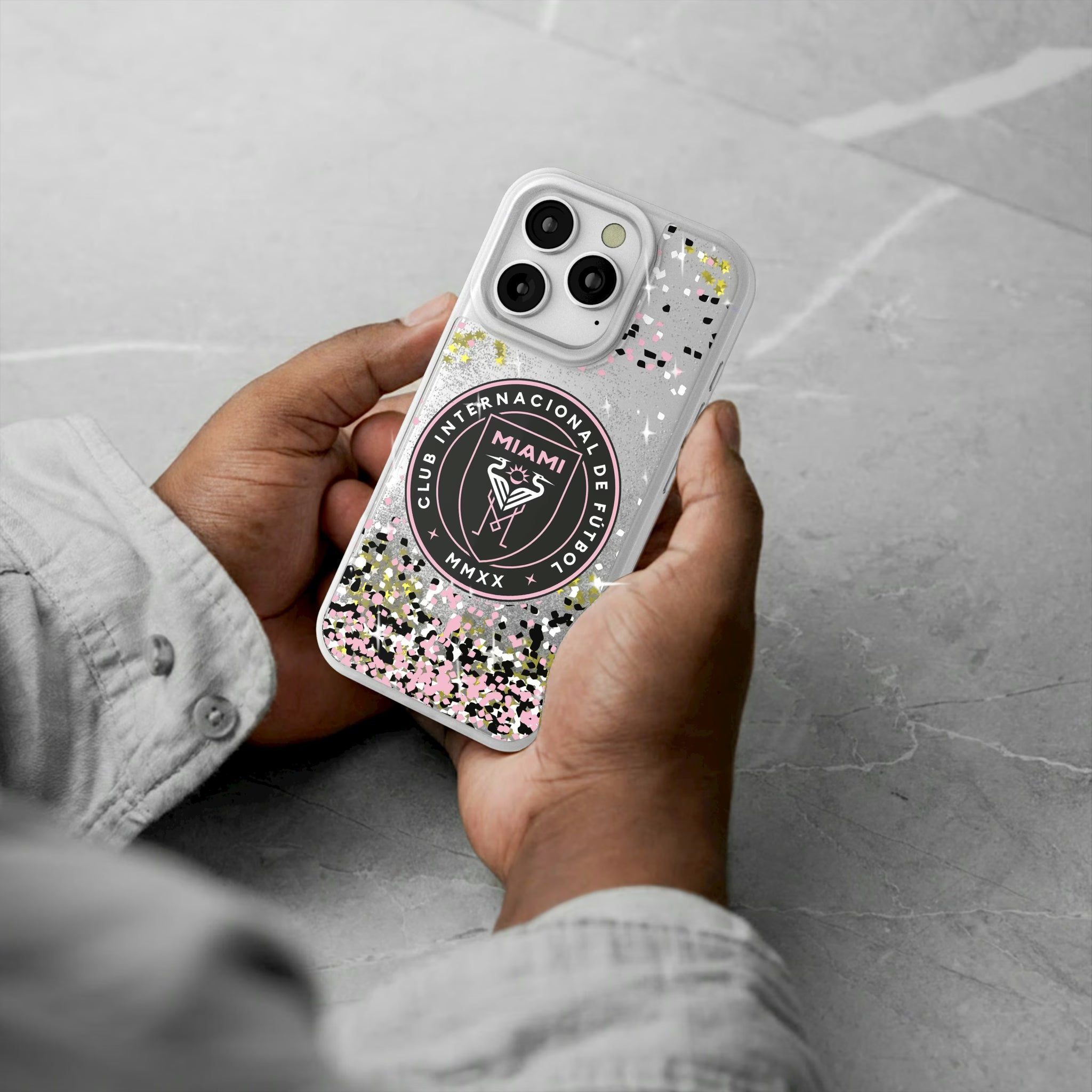 Inter Miami CF Confetti iPhone Glitter Phone Case for Apple iPhone - Lifestyle#Device_iPhone 16 Pro
