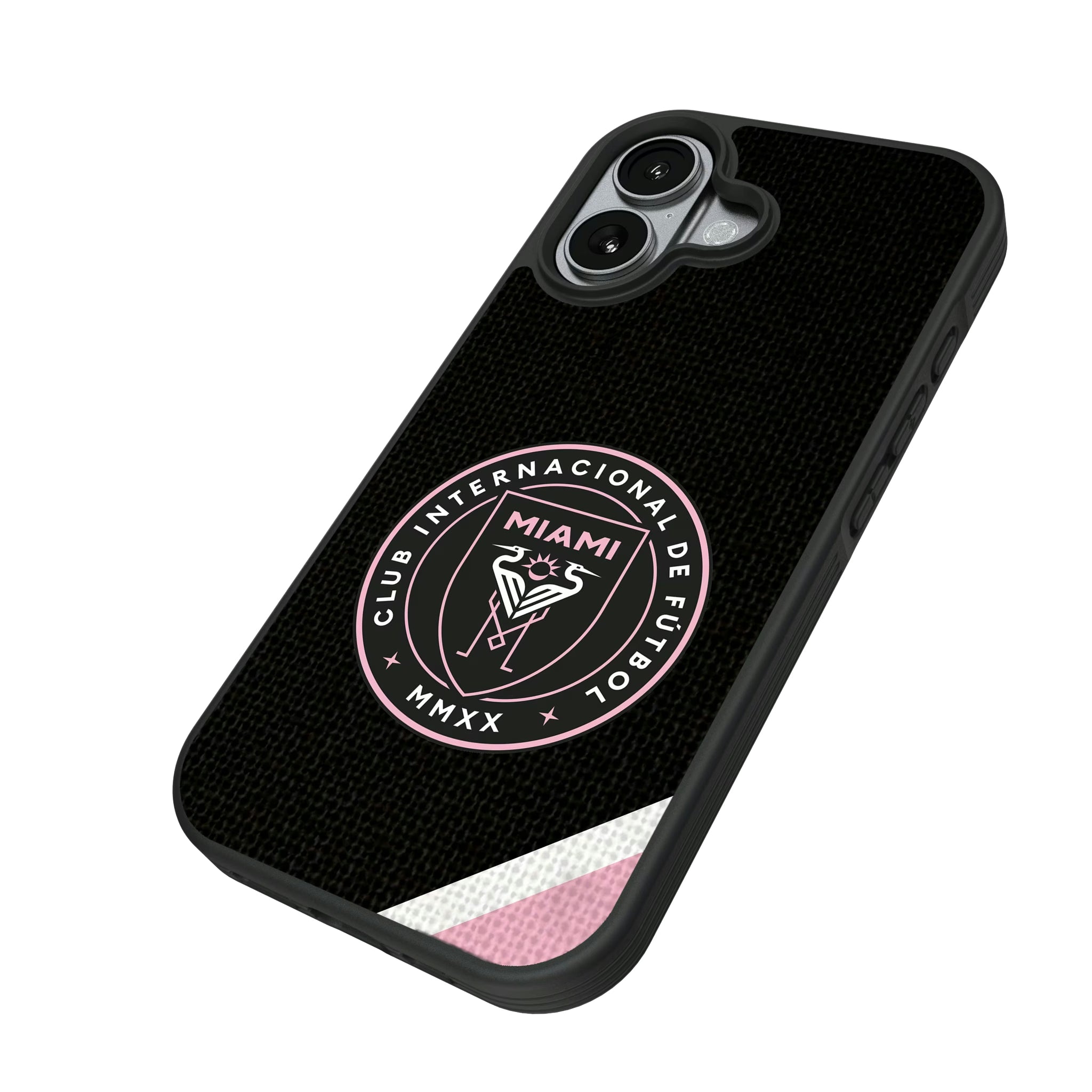 Inter Miami CF Diagonal Stripe iPhone Bump Phone Case for Apple iPhone - Isometric View#Device_iPhone 17