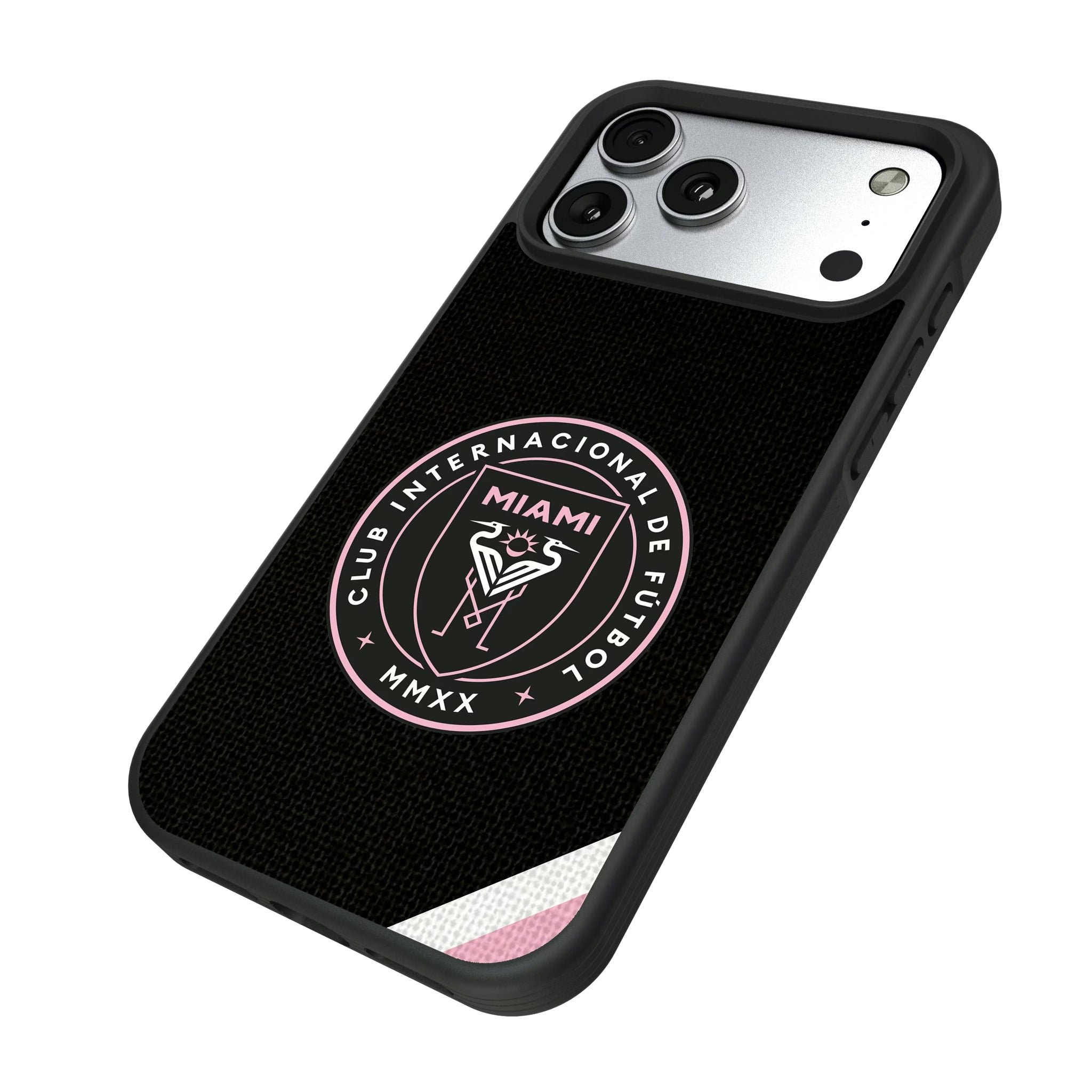 Inter Miami CF Diagonal Stripe iPhone Bump Phone Case for Apple iPhone - Isometric View#Device_iPhone 17 Pro Max