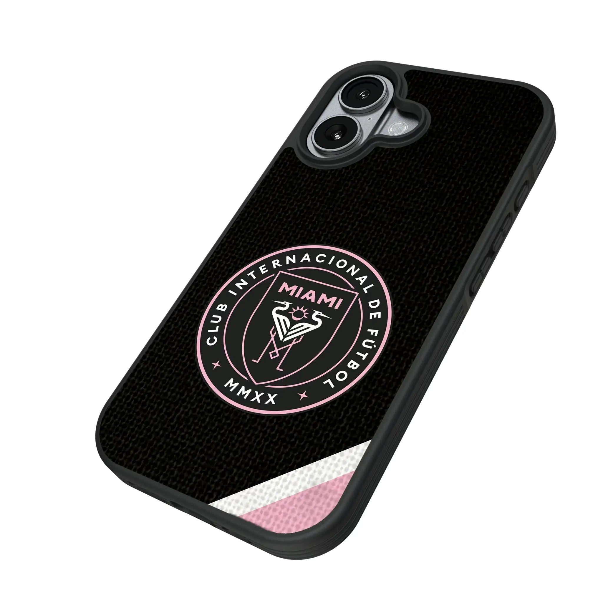 Inter Miami CF Diagonal Stripe iPhone Bump Phone Case for Apple iPhone - Isometric View#Device_iPhone 17