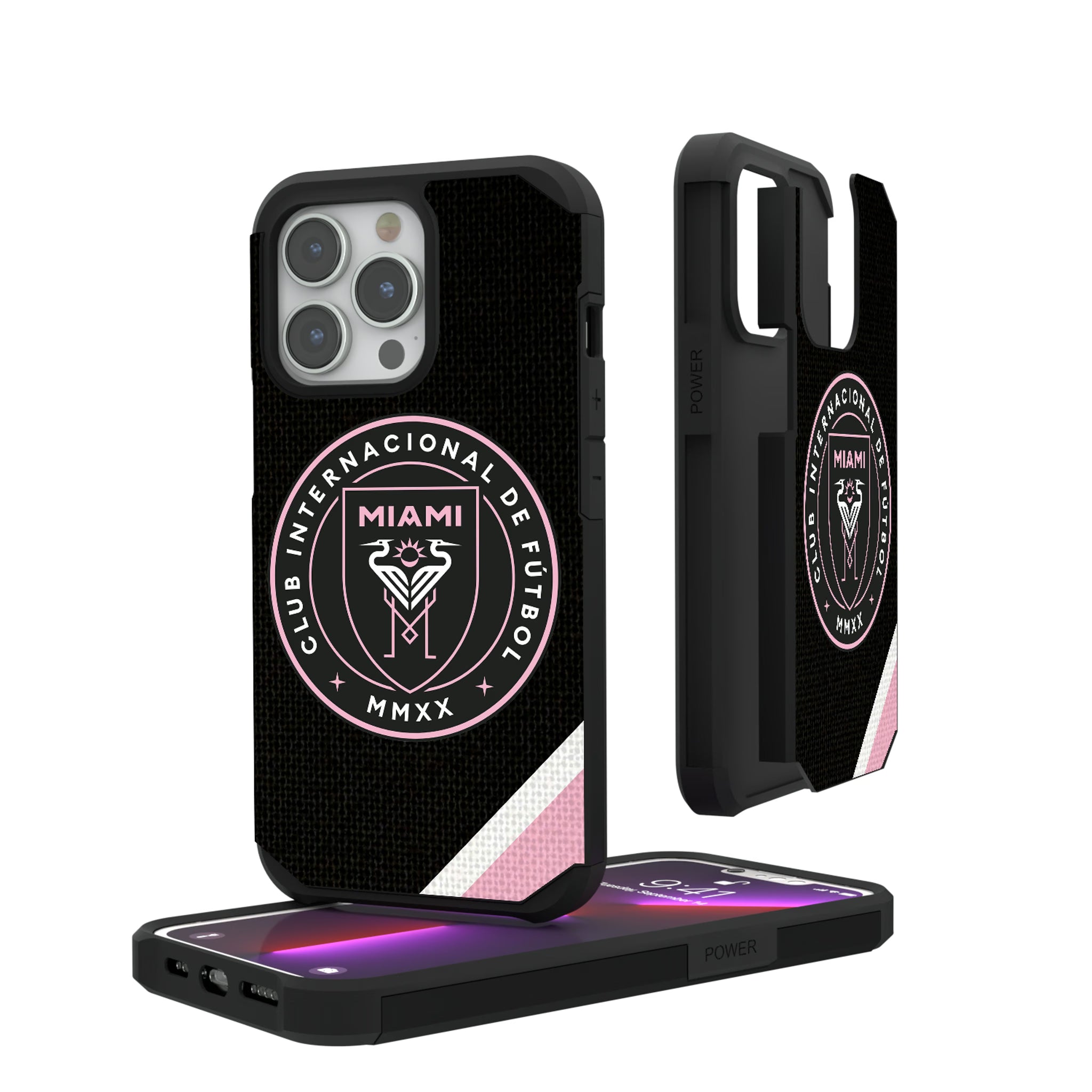 Inter Miami CF Diagonal Stripe iPhone Rugged Phone Case for Apple iPhone