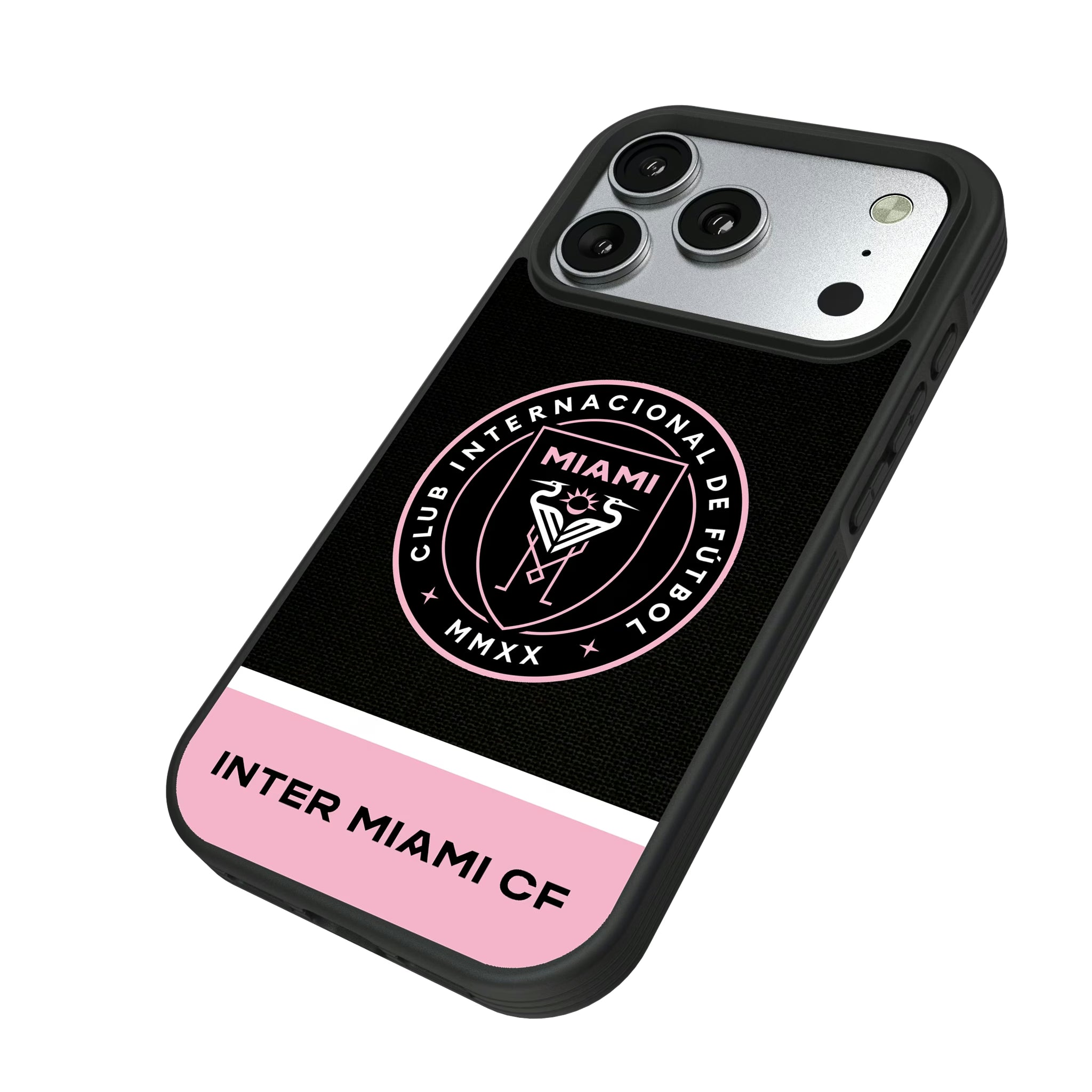 Inter Miami CF Endzone Solid iPhone Bump Phone Case for Apple iPhone - Isometric View#Device_iPhone 17 Pro