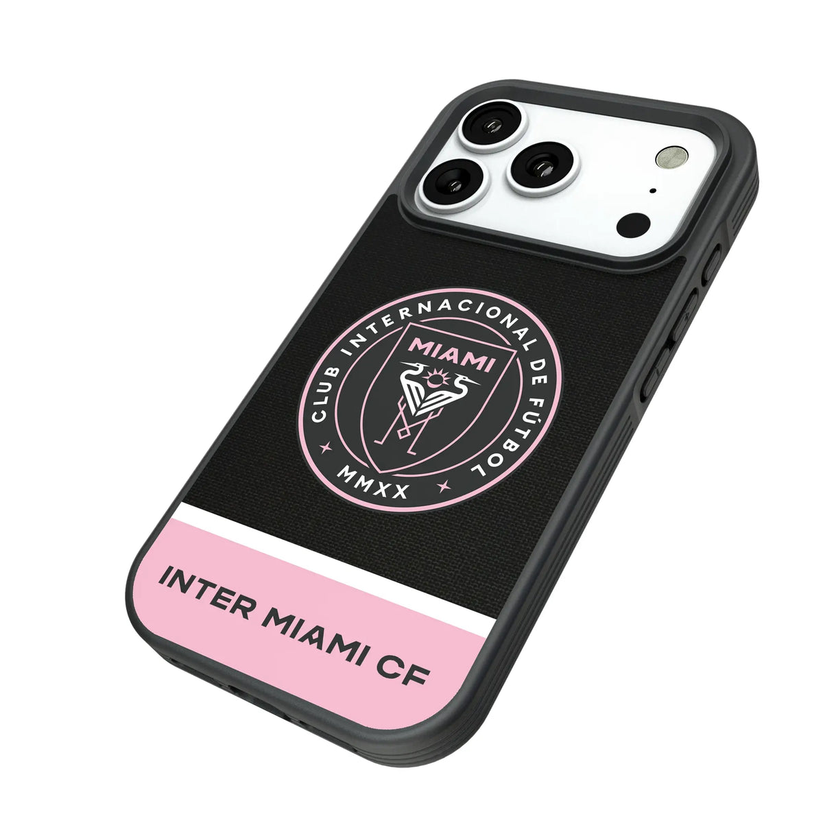 Inter Miami CF Endzone Solid iPhone Bump Phone Case for Apple iPhone - Isometric View#Device_iPhone 18 Pro