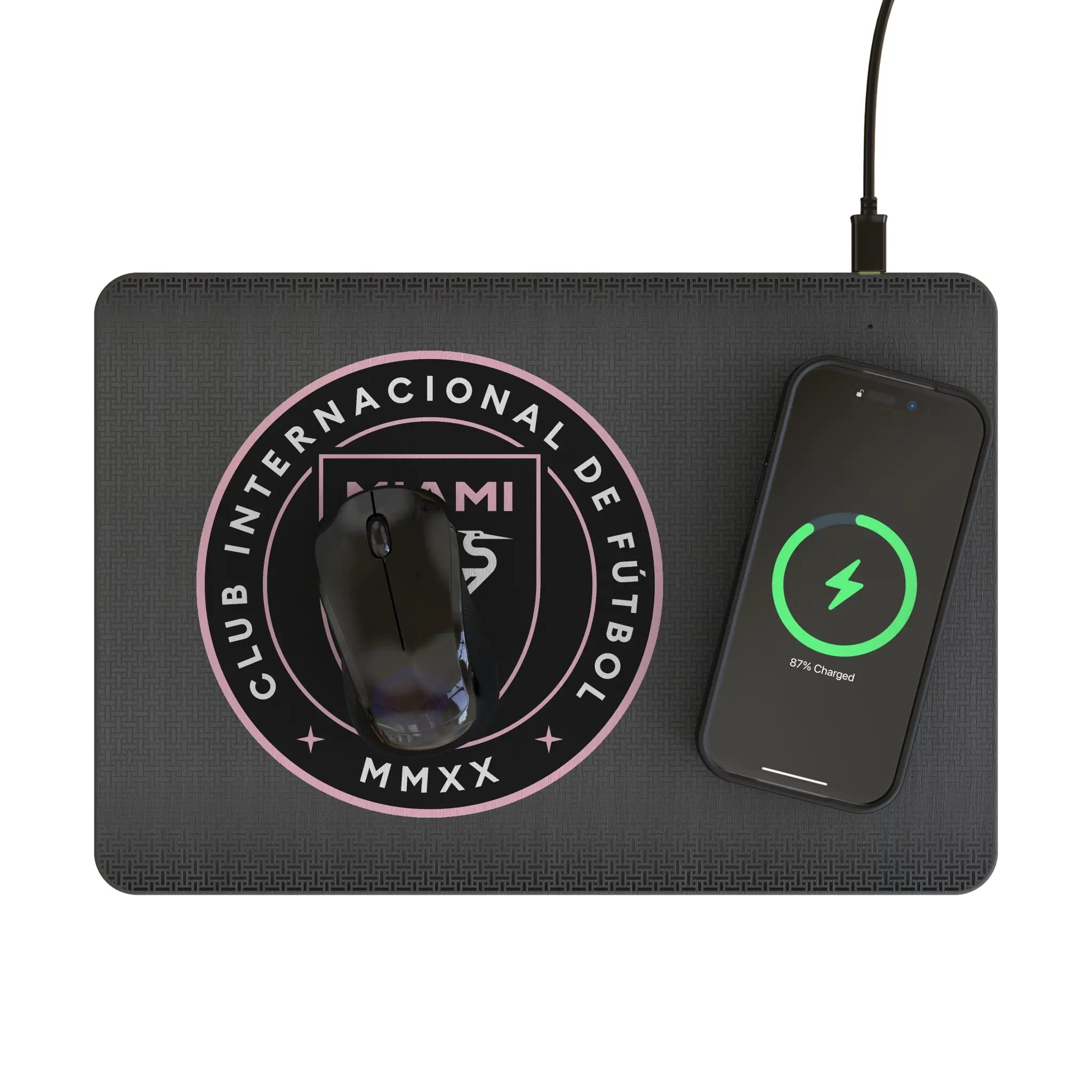 Inter Miami CF Linen 15-Watt Wireless Charger and Mouse Pad - Lifestyle