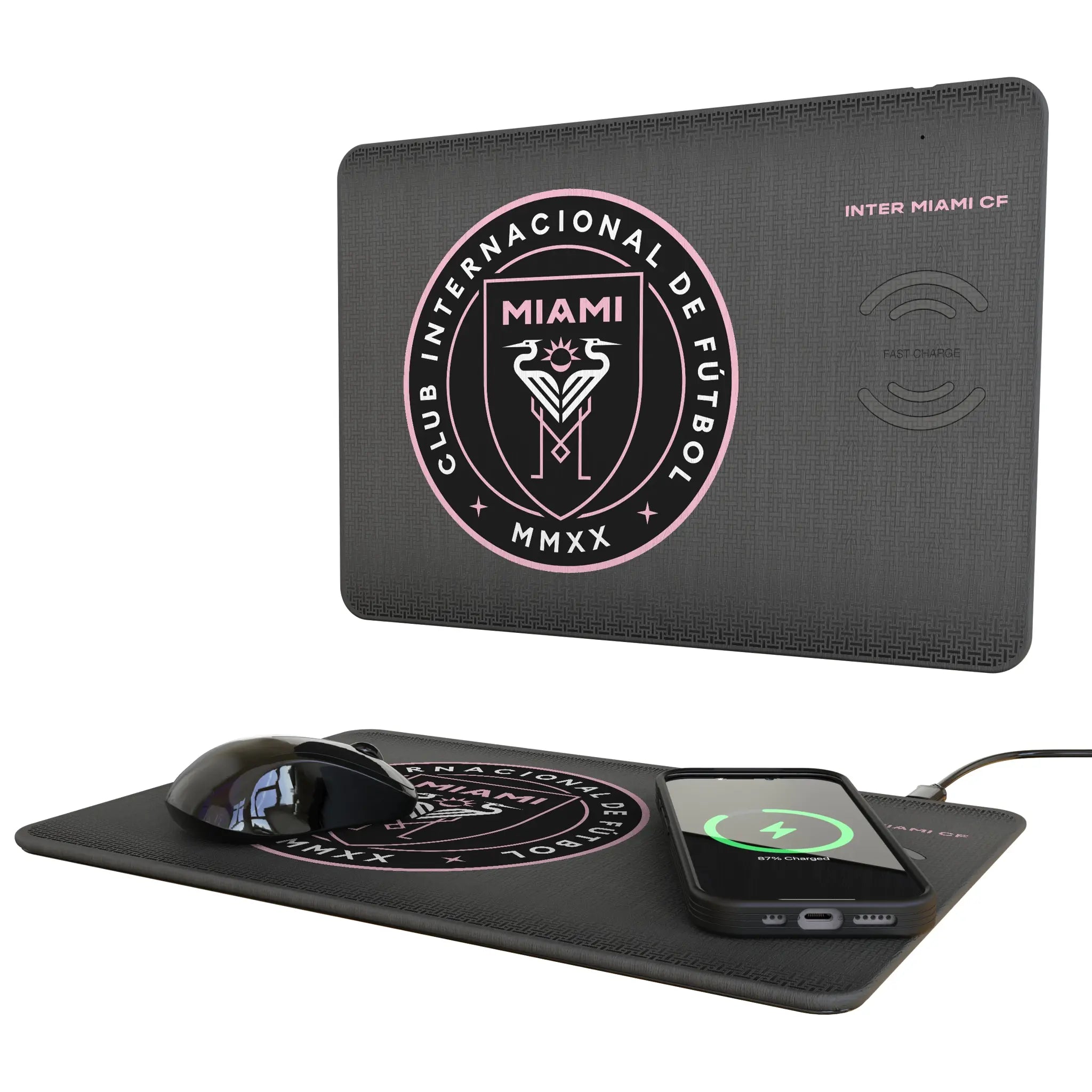 Inter Miami CF Linen 15-Watt Wireless Charger and Mouse Pad