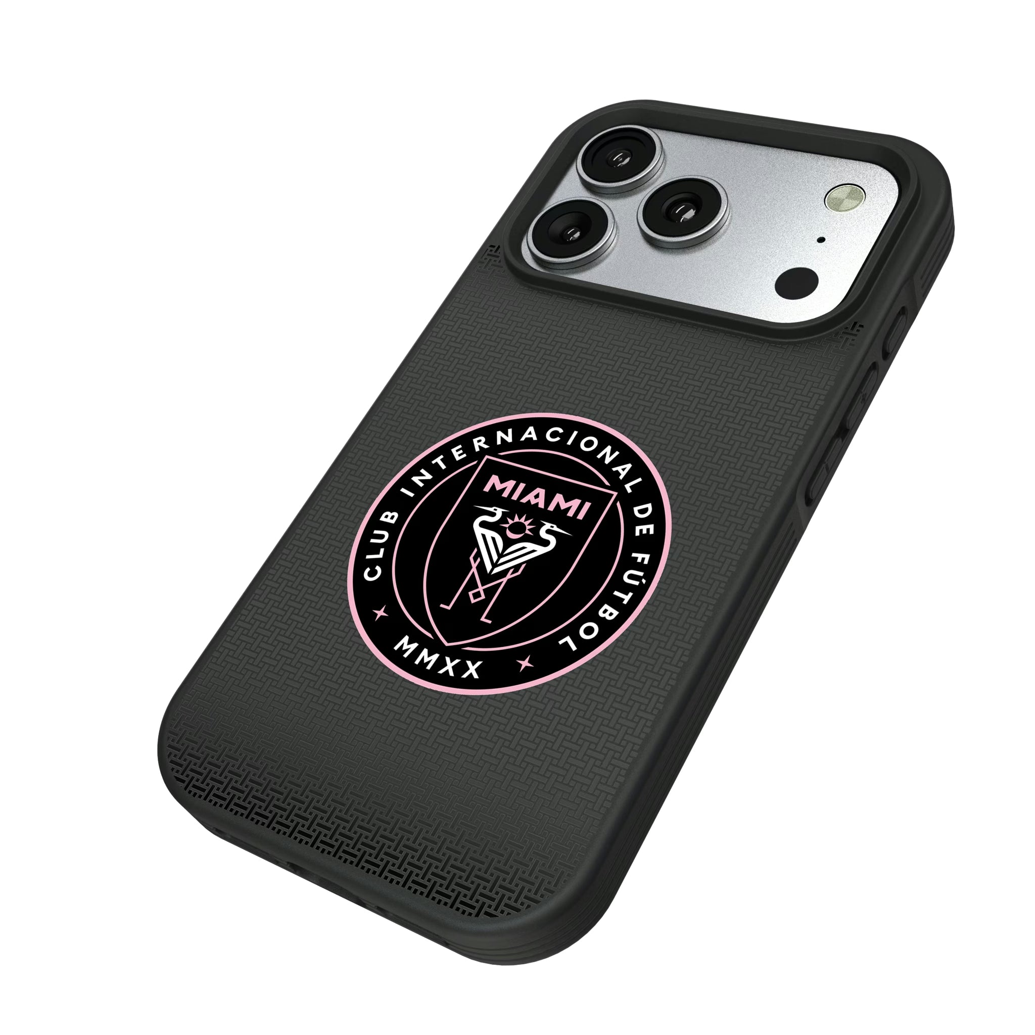 Inter Miami CF Linen iPhone Bump Phone Case for Apple iPhone - Isometric View#Device_iPhone 17 Pro