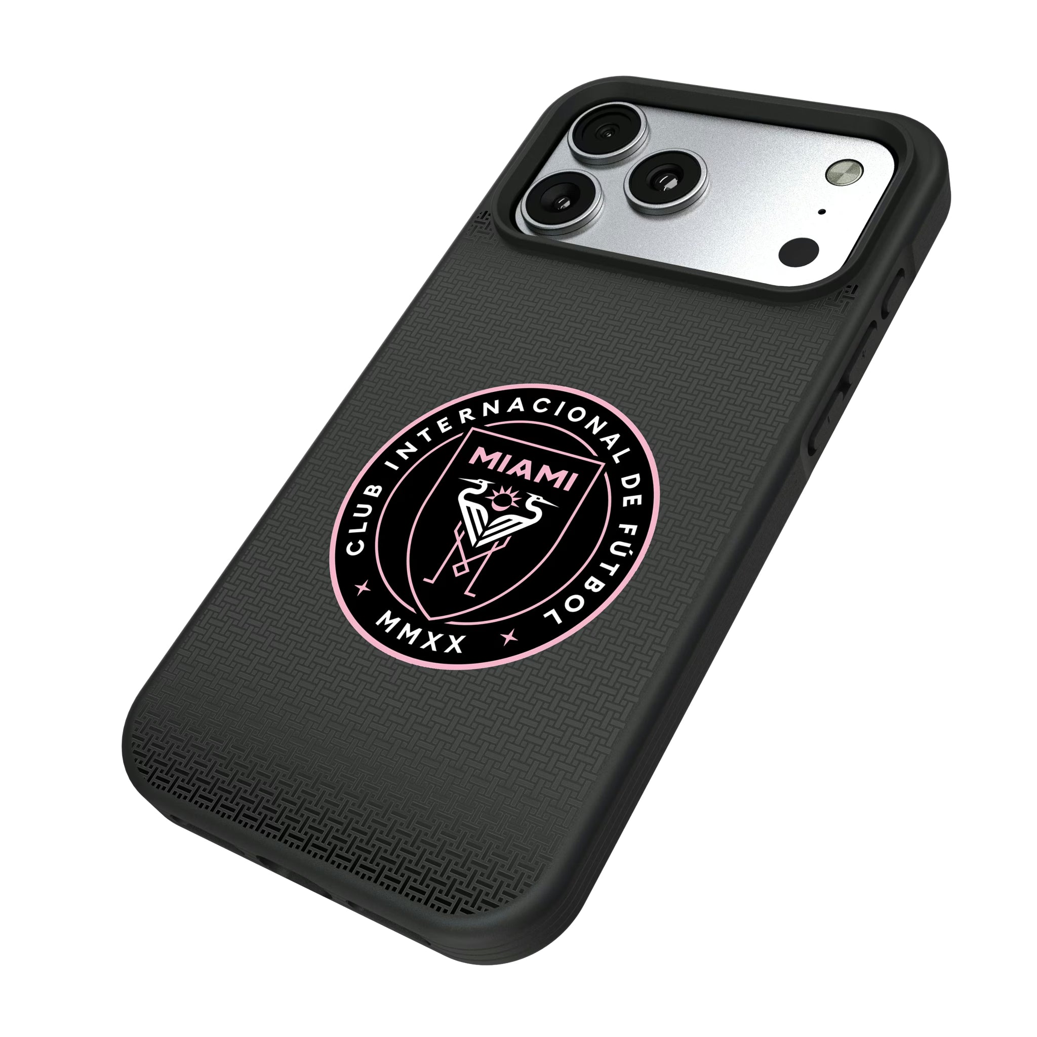 Inter Miami CF Linen iPhone Bump Phone Case for Apple iPhone - Isometric View#Device_iPhone 17 Pro Max