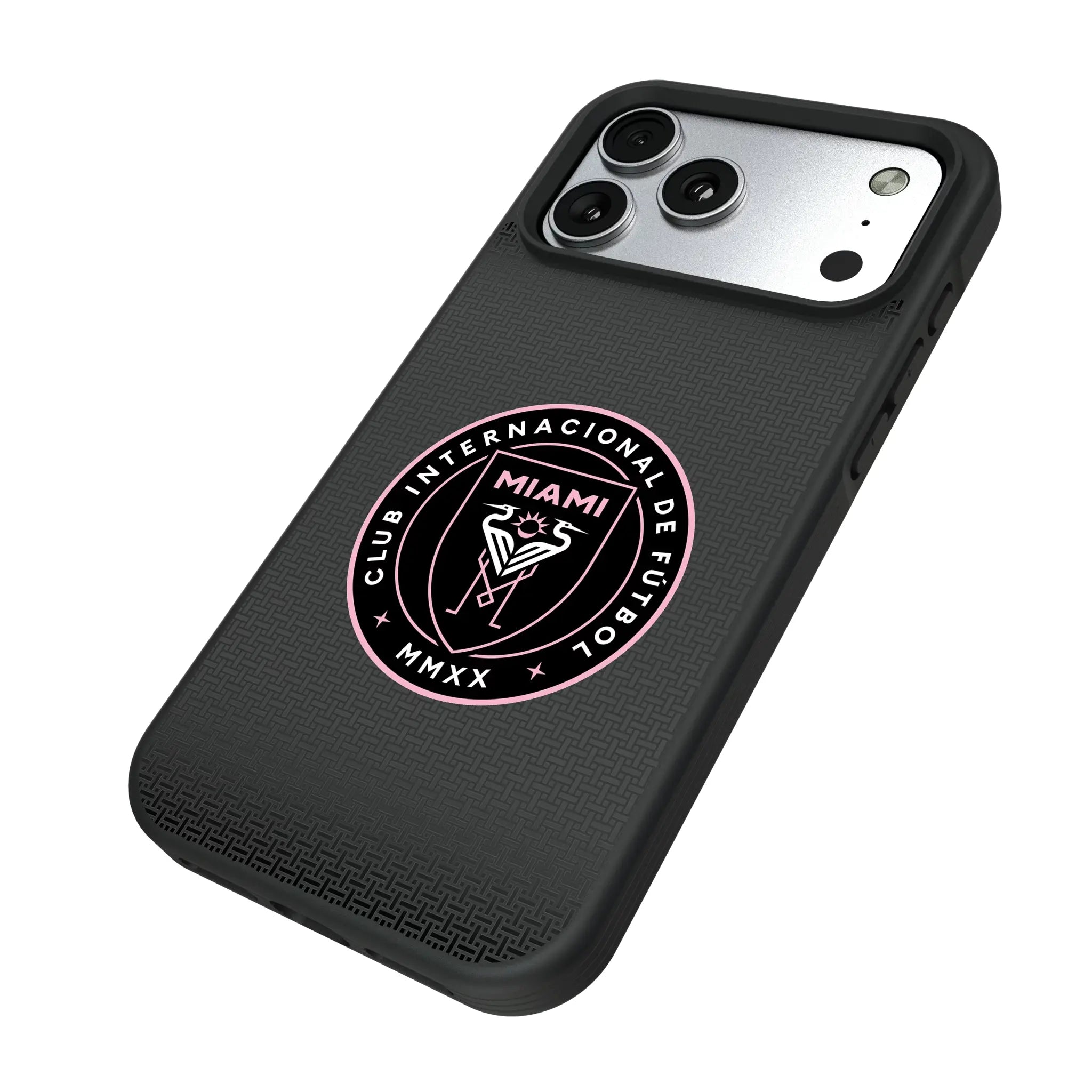 Inter Miami CF Linen iPhone Bump Phone Case for Apple iPhone - Isometric View#Device_iPhone 17 Pro Max
