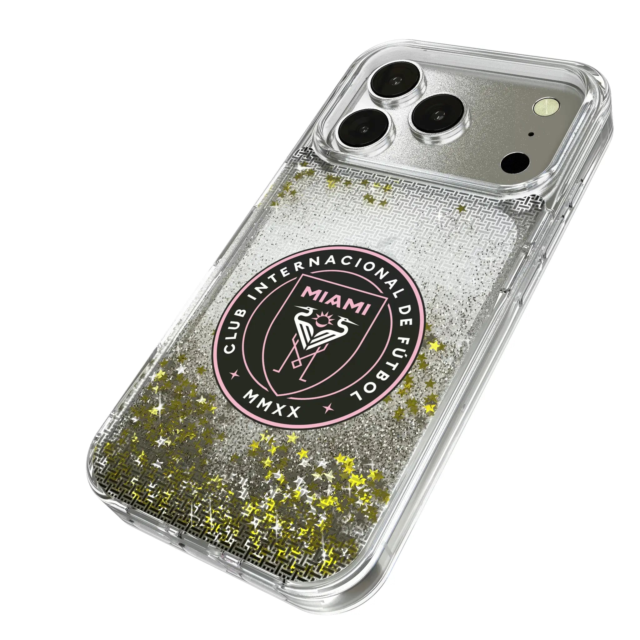 Inter Miami CF Linen iPhone Glitter Phone Case for Apple iPhone - Isometric View
