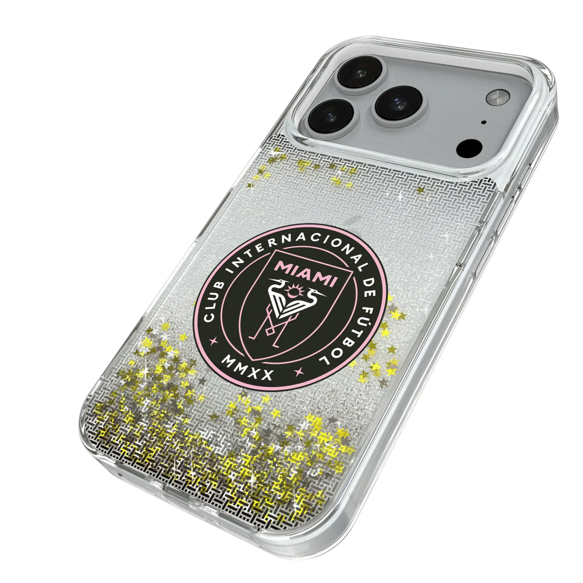 Inter Miami CF Linen iPhone Glitter Phone Case for Apple iPhone - Isometric View#Device_iPhone 18 Pro