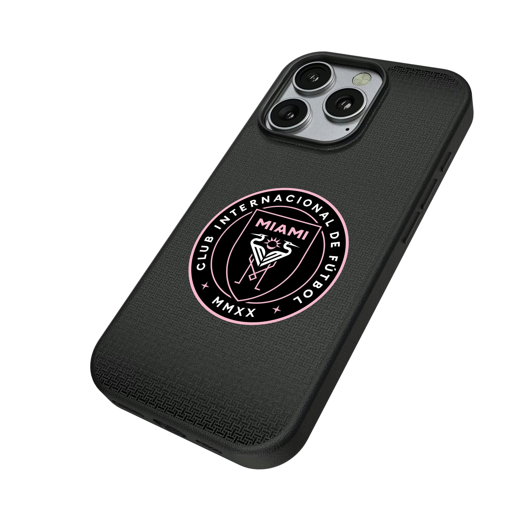 Inter Miami CF Linen iPhone MagSafe Compatible Phone Case for Apple iPhone - Isometric View
