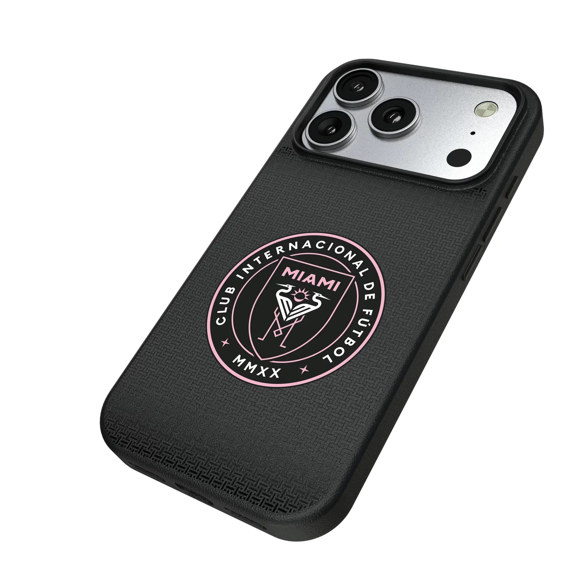 Inter Miami CF Linen iPhone MagSafe Compatible Phone Case for Apple iPhone - Isometric View#Device_iPhone 17 Pro