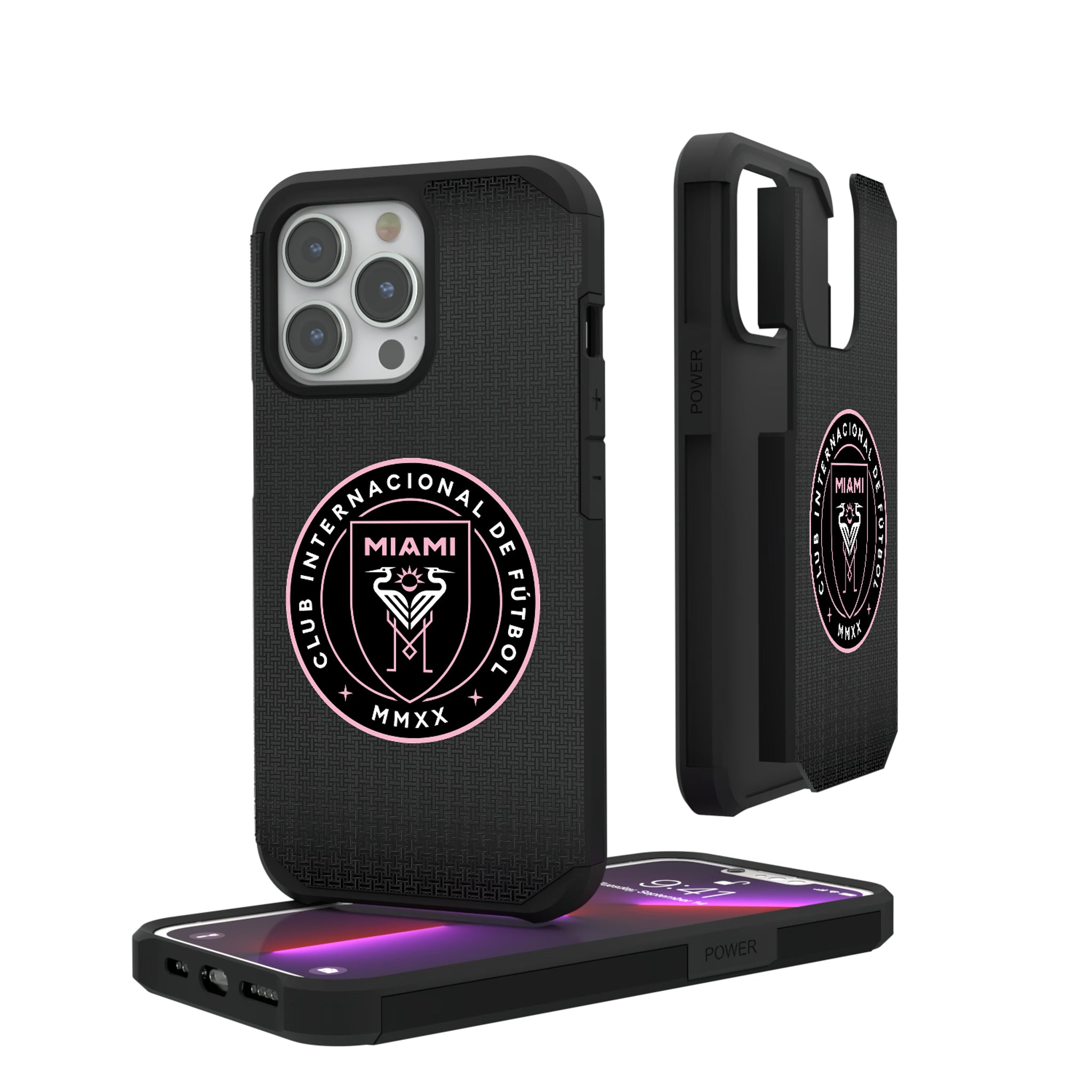 Inter Miami CF Linen iPhone Rugged Phone Case for Apple iPhone#Device_iPhone 13 Pro