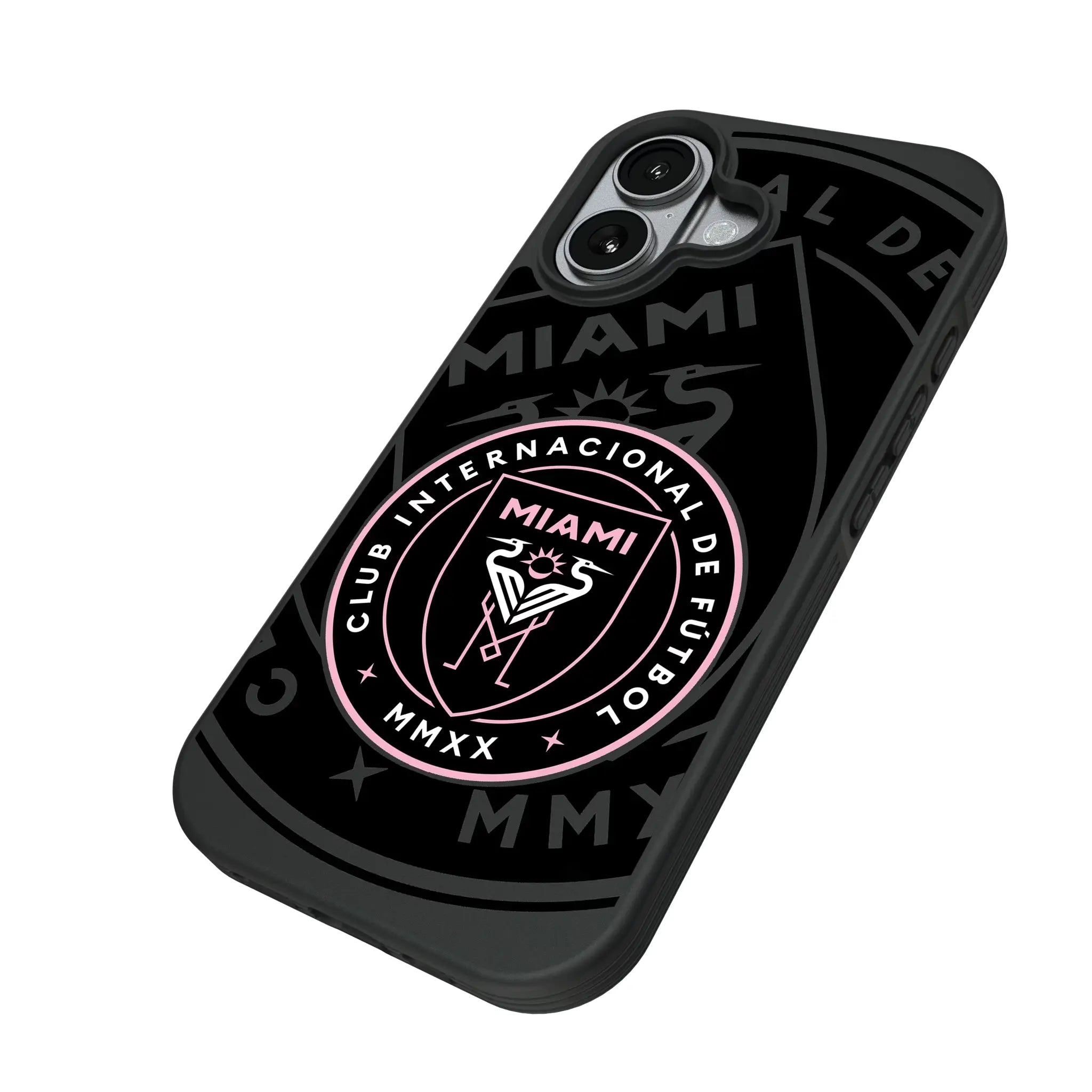 Inter Miami CF Monocolor Tilt iPhone Bump Phone Case for Apple iPhone - Isometric View#Device_iPhone 17