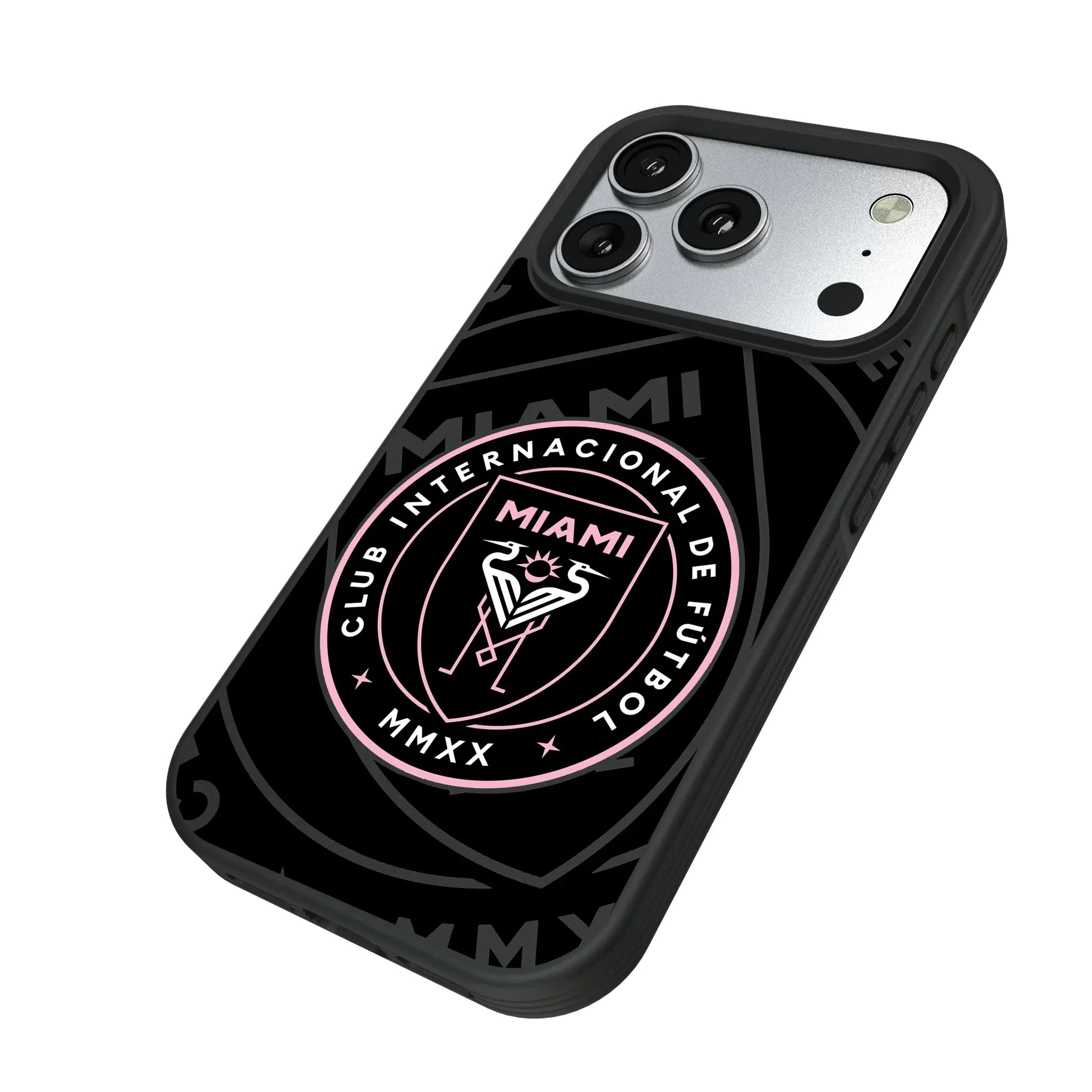 Inter Miami CF Monocolor Tilt iPhone Bump Phone Case for Apple iPhone - Isometric View#Device_iPhone 17 Pro