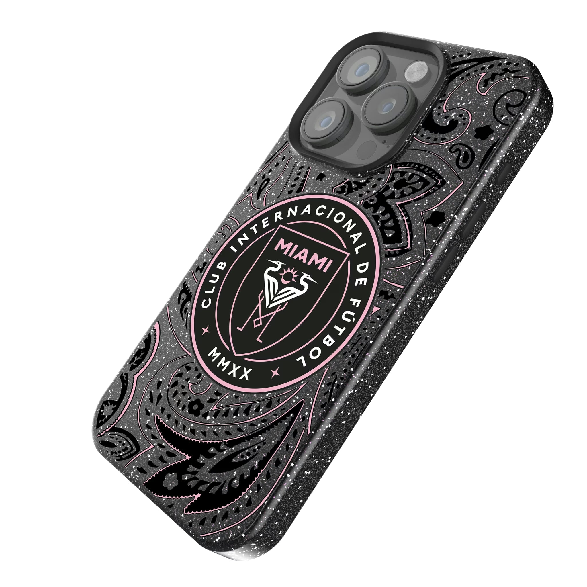 Inter Miami CF Paisley iPhone Bling Phone Case for Apple iPhone - Isometric View