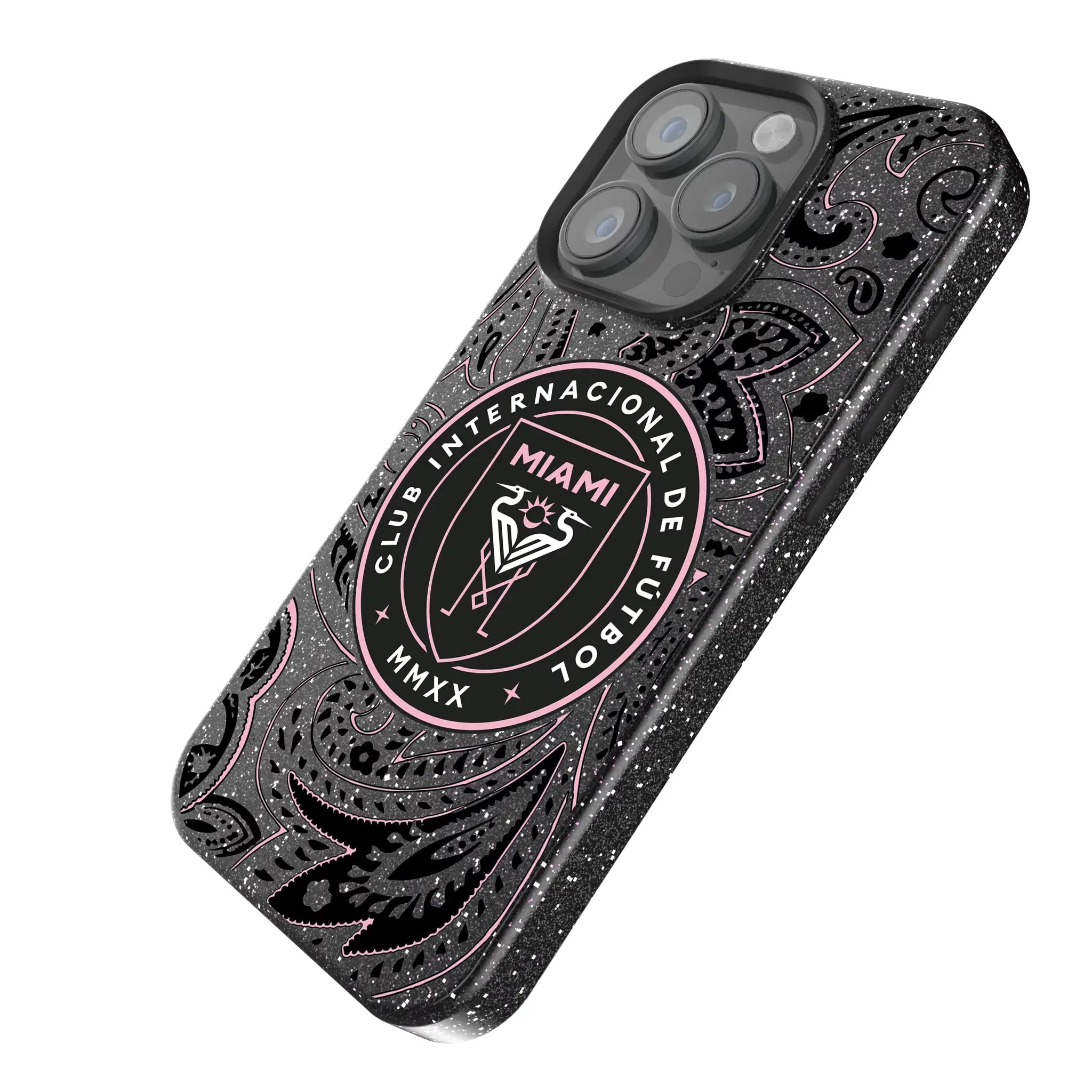 Inter Miami CF Paisley iPhone Bling Phone Case for Apple iPhone - Isometric View
