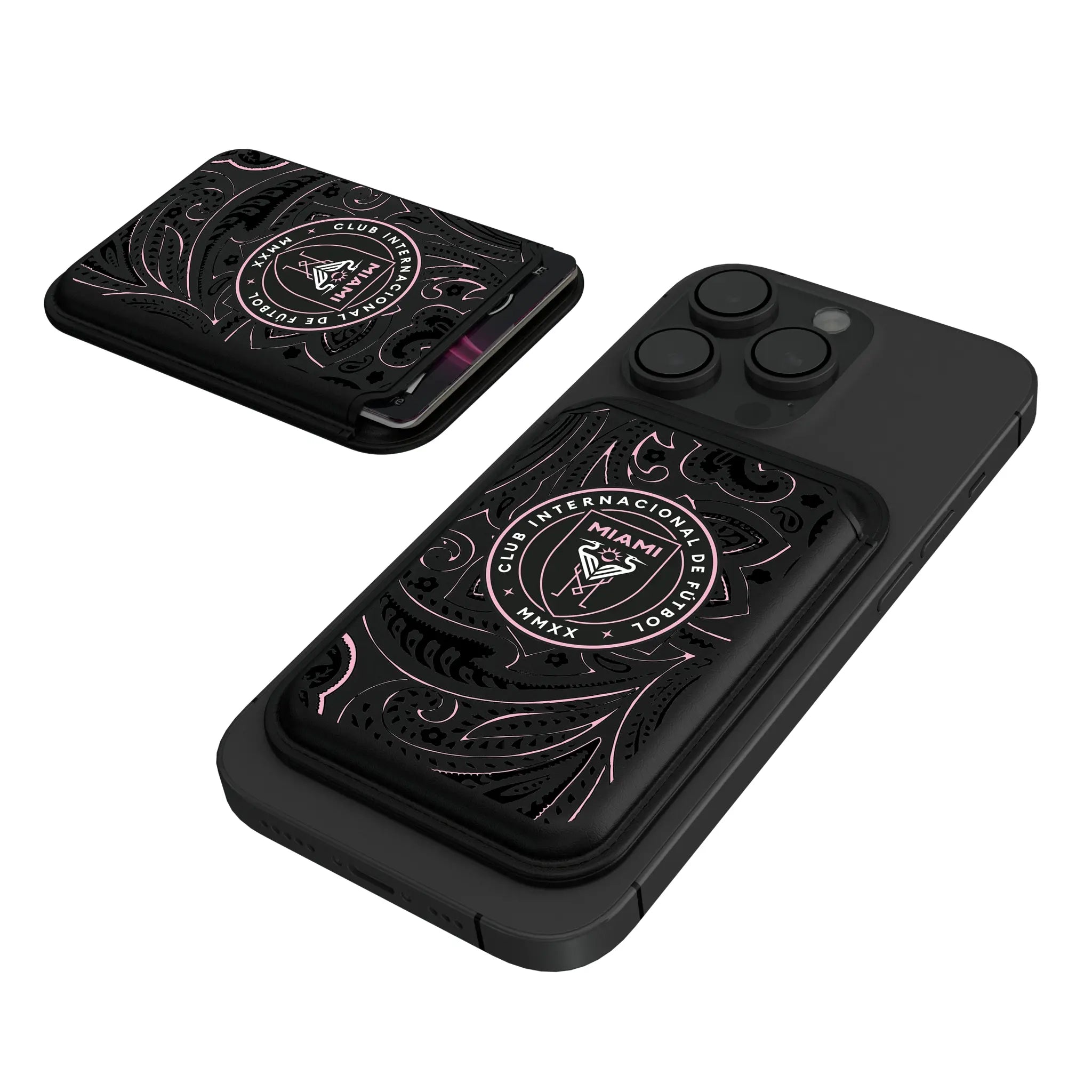 Inter Miami CF Paisley Black Magnetic Credit Card Wallet
