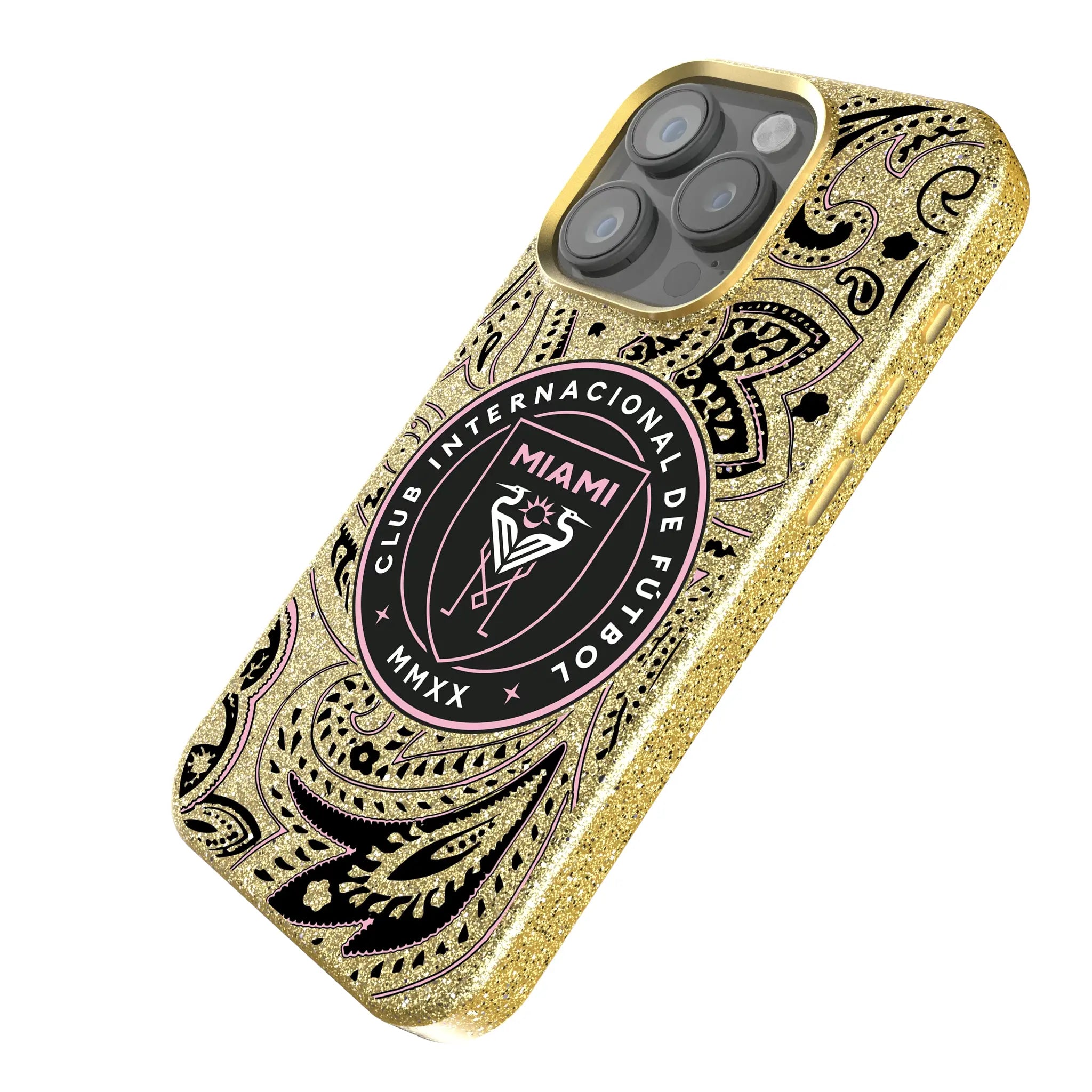 Inter Miami CF Paisley iPhone Bling Phone Case for Apple iPhone - Isometric View