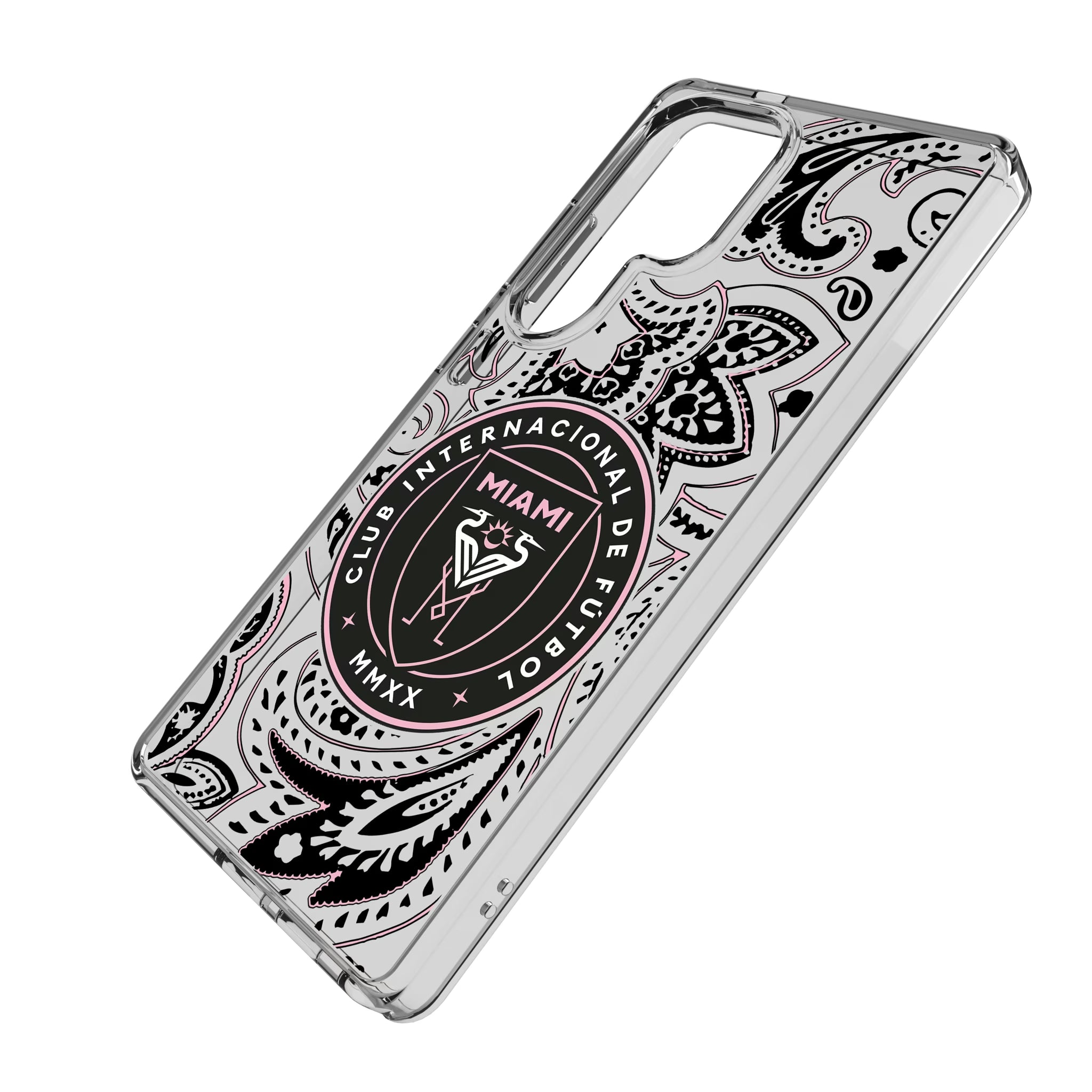 Inter Miami CF Paisley Galaxy Clear Phone Case for Samsung Galaxy - Isometric View