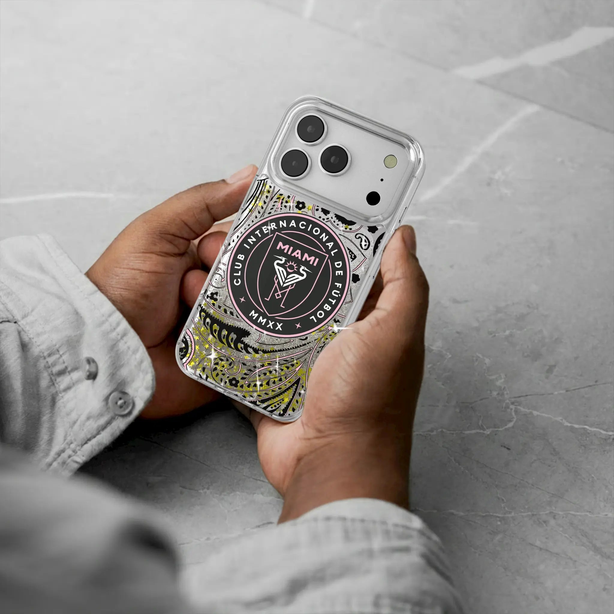 Inter Miami CF Paisley iPhone Glitter Phone Case for Apple iPhone - Lifestyle#Device_iPhone 17 Pro