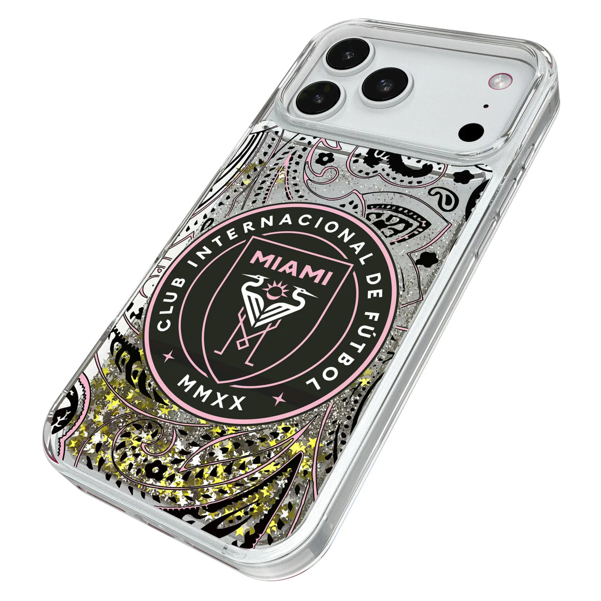Inter Miami CF Paisley iPhone Glitter Phone Case for Apple iPhone - Isometric View#Device_iPhone 18 Pro Max