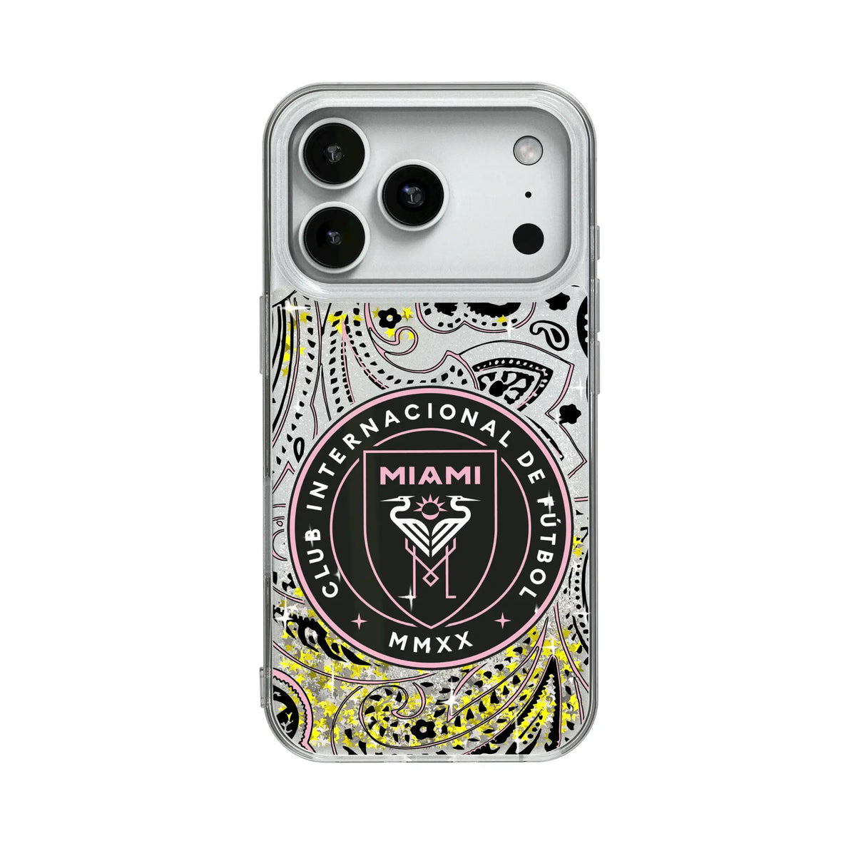 Inter Miami CF Paisley Glitter Phone Case for Apple iPhone