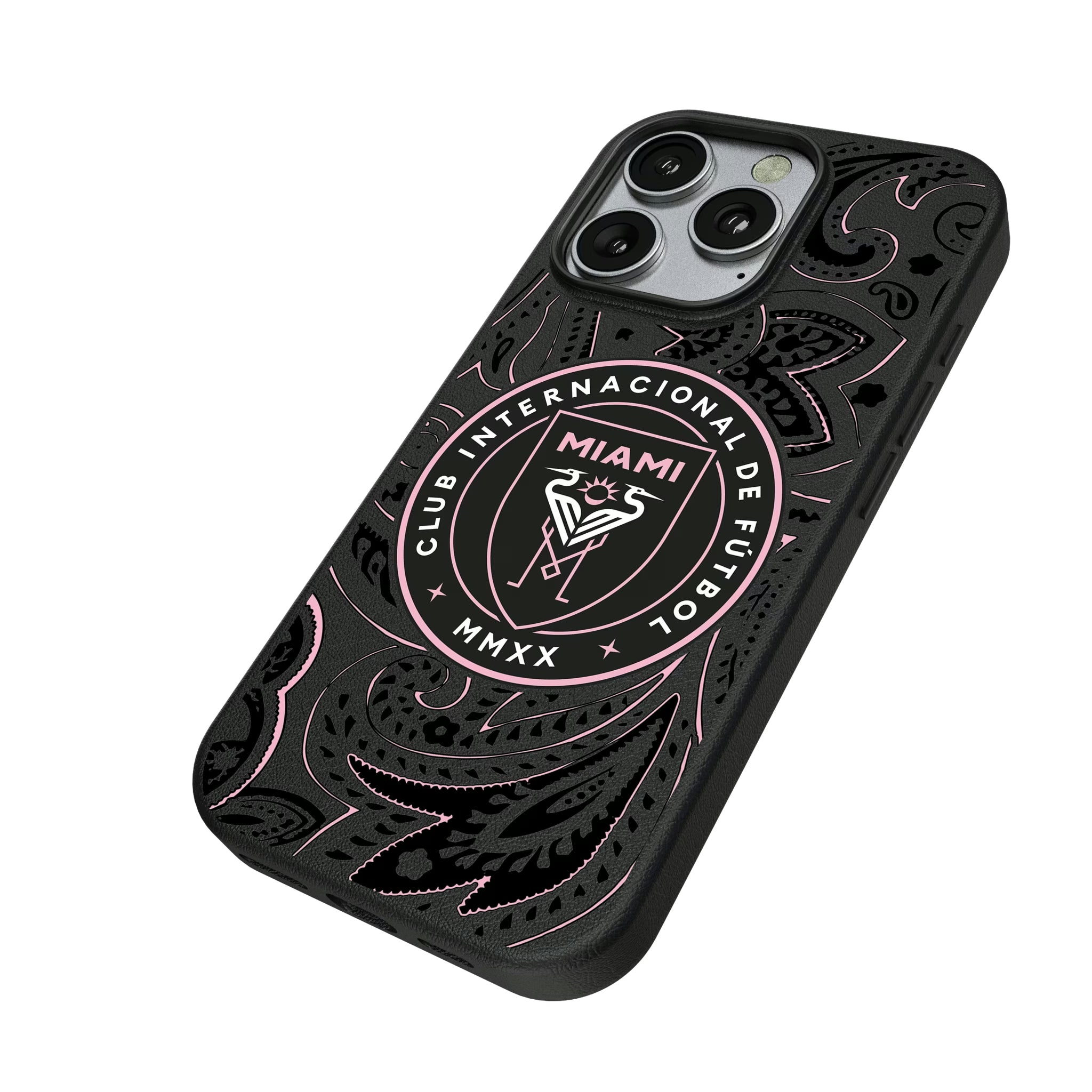 Inter Miami CF Paisley iPhone MagSafe Compatible Phone Case for Apple iPhone - Isometric View