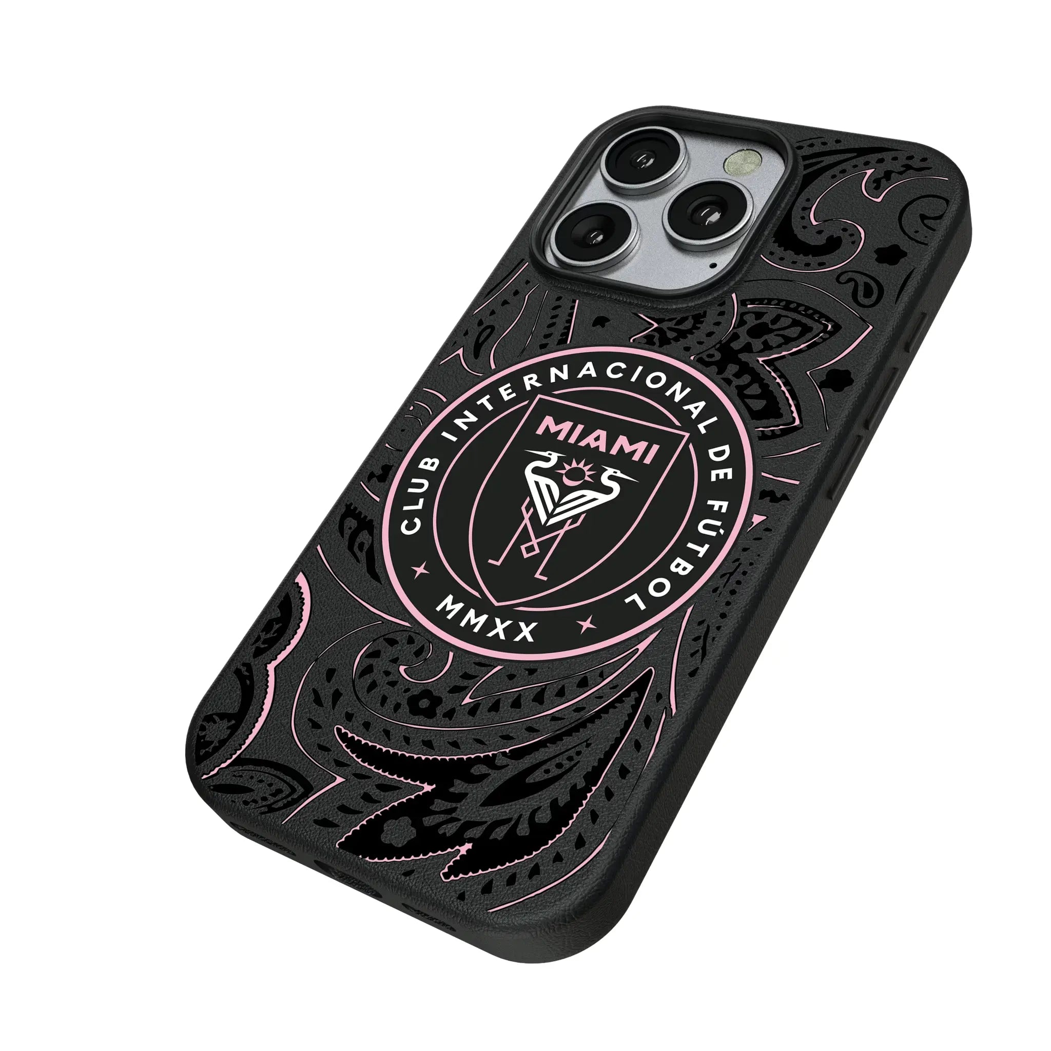 Inter Miami CF Paisley iPhone MagSafe Compatible Phone Case for Apple iPhone - Isometric View