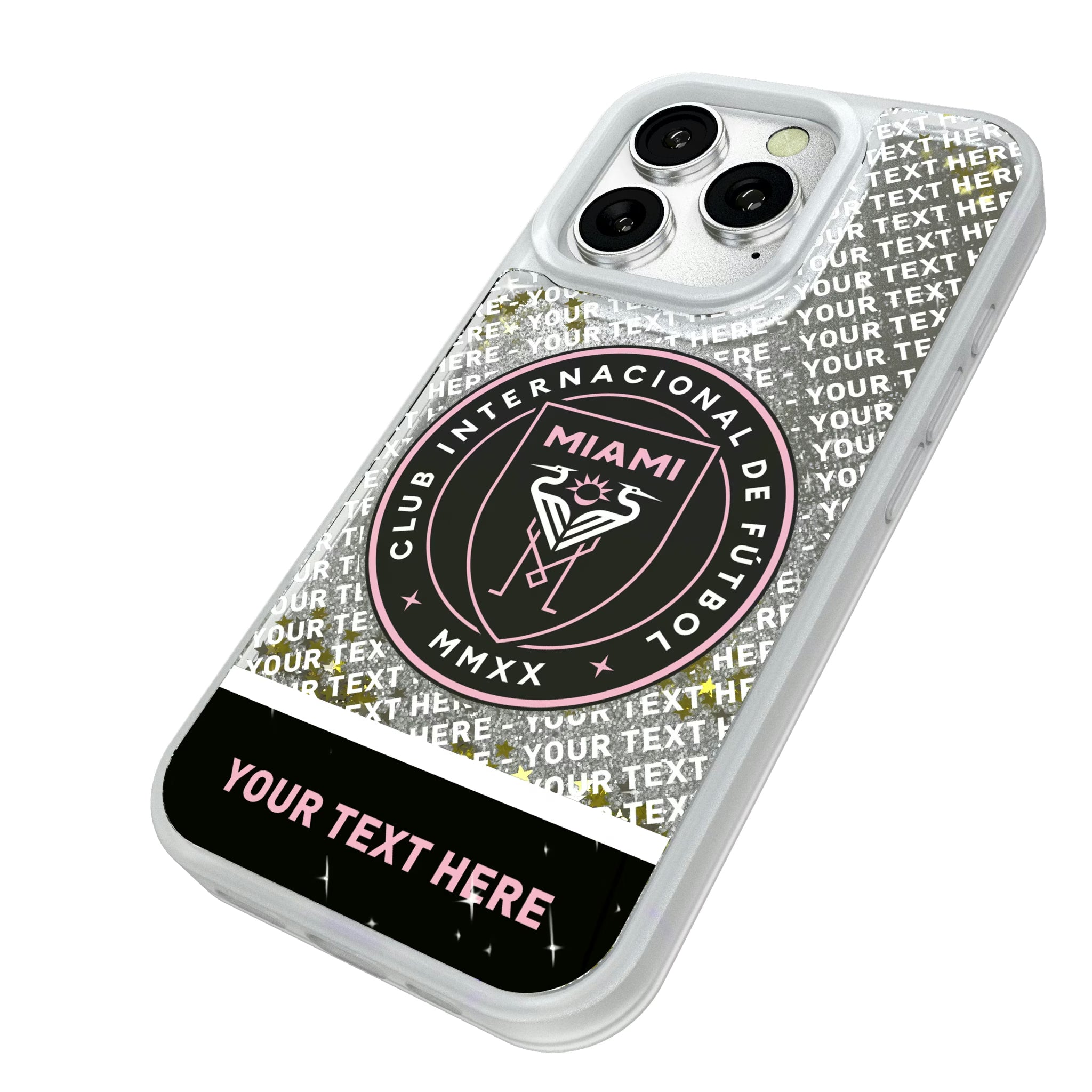 Inter Miami CF Personalized EndZone Plus iPhone Glitter Phone Case for Apple iPhone - Isometric View#Device_iPhone 16 Pro