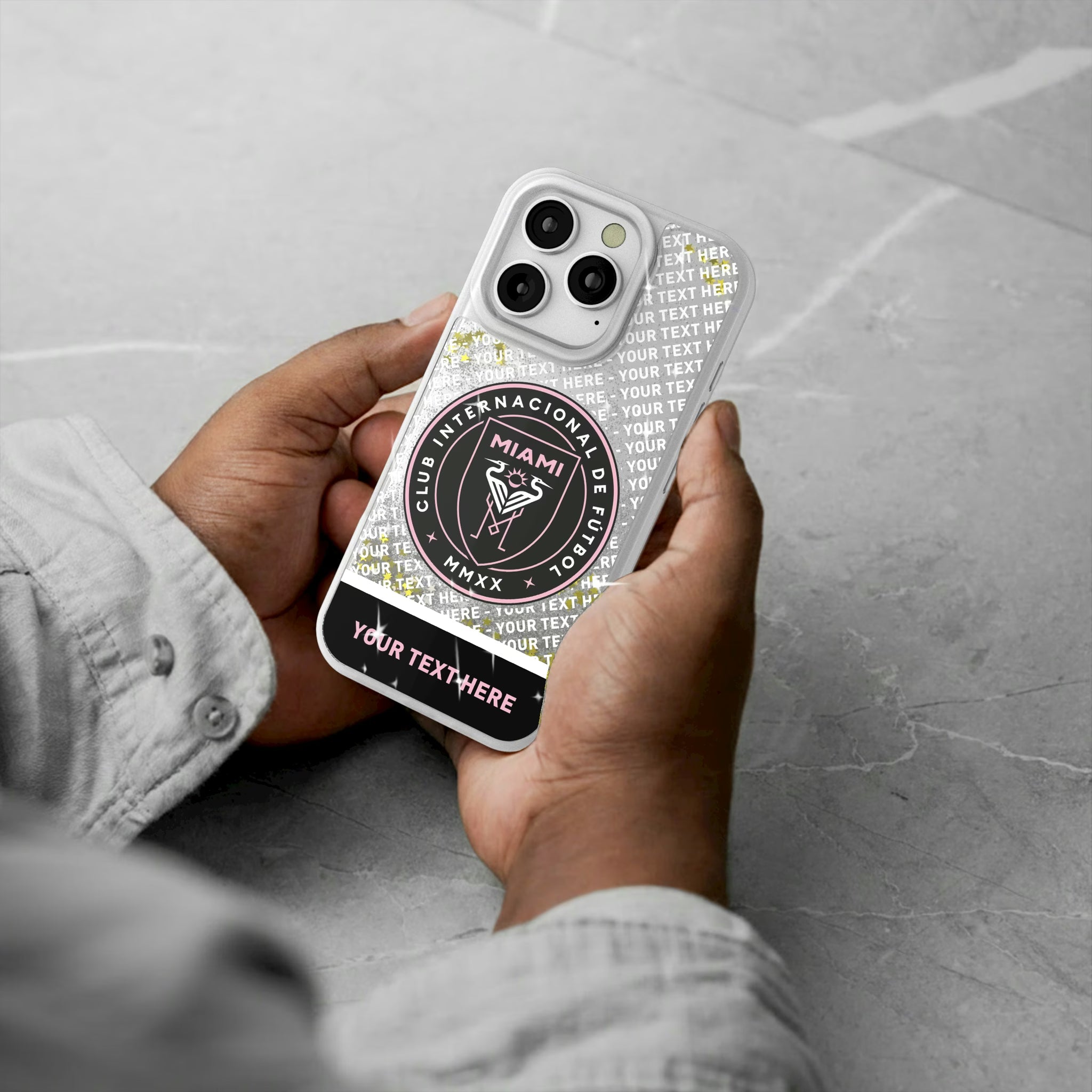 Inter Miami CF Personalized EndZone Plus iPhone Glitter Phone Case for Apple iPhone - Lifestyle#Device_iPhone 16 Pro