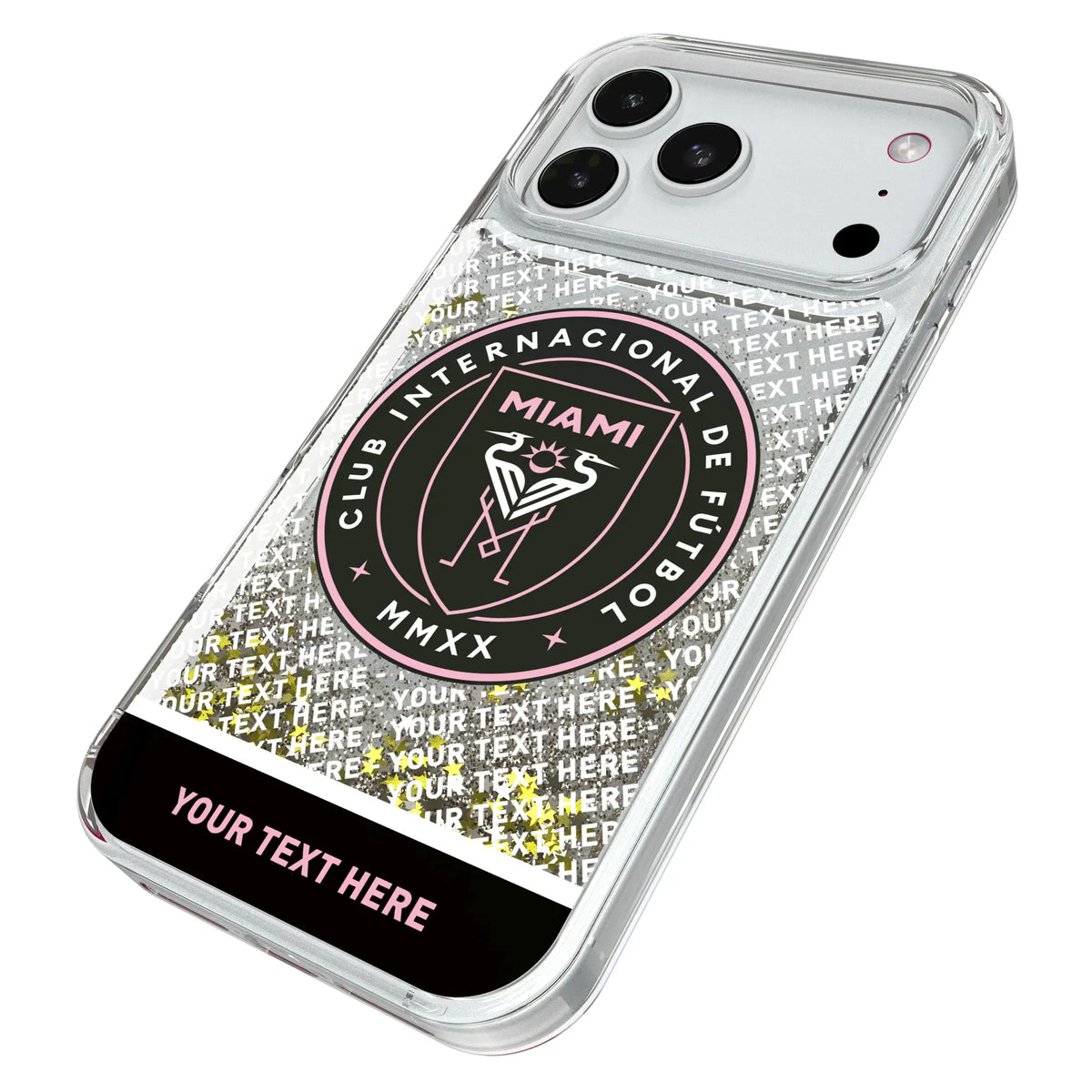 Inter Miami CF Personalized EndZone Plus iPhone Glitter Phone Case for Apple iPhone - Isometric View#Device_iPhone 18 Pro Max